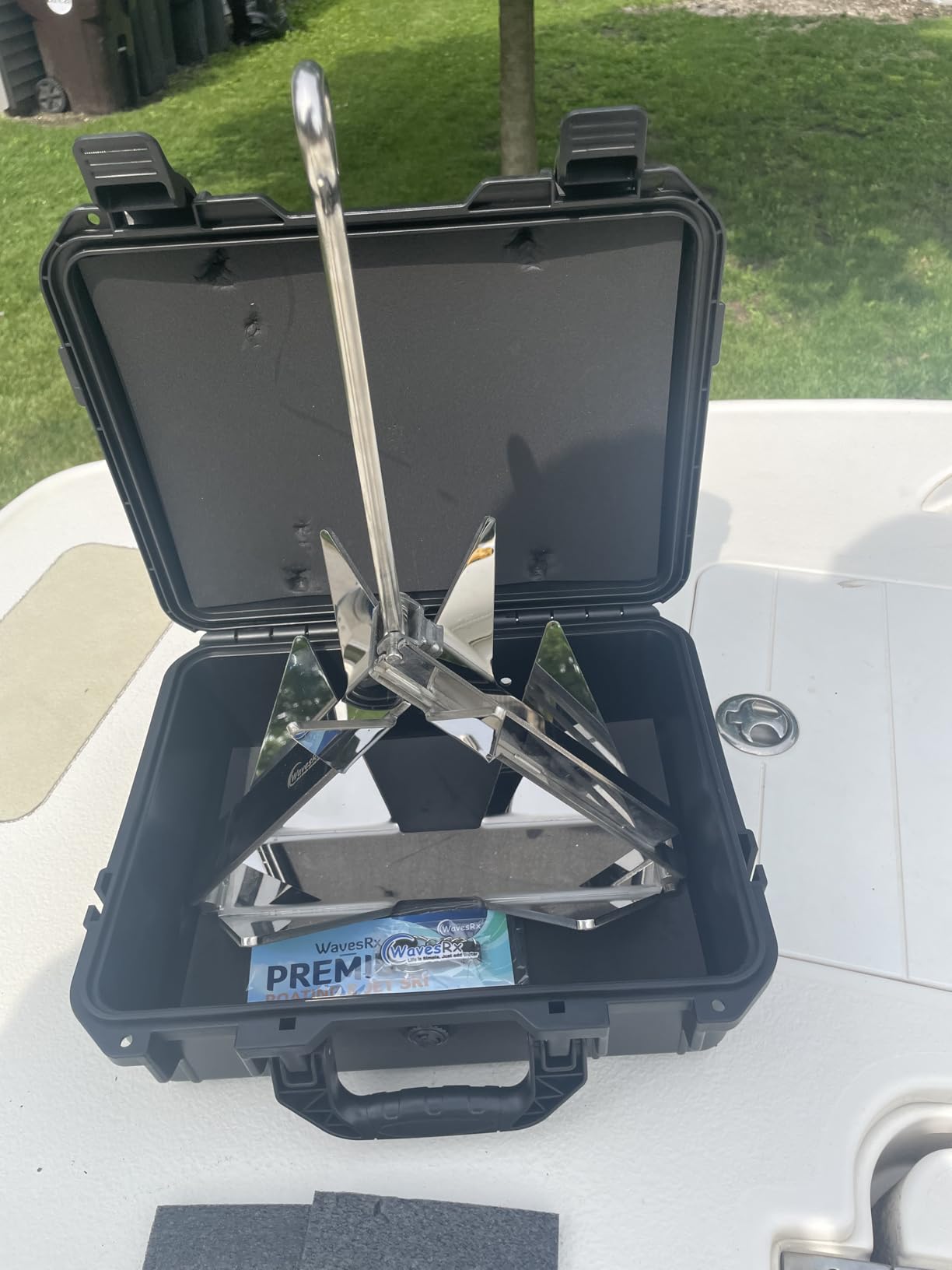 WAVESRX TriAnchor - Stainless Steel Folding PWC & Boat Anchor Kit | Sets Instantly for Effortless Boat & Jet Ski Anchoring | Compact Patent-Pending Design Grips Better Than Plow, Fluke or Box Anchor customer photo 1
