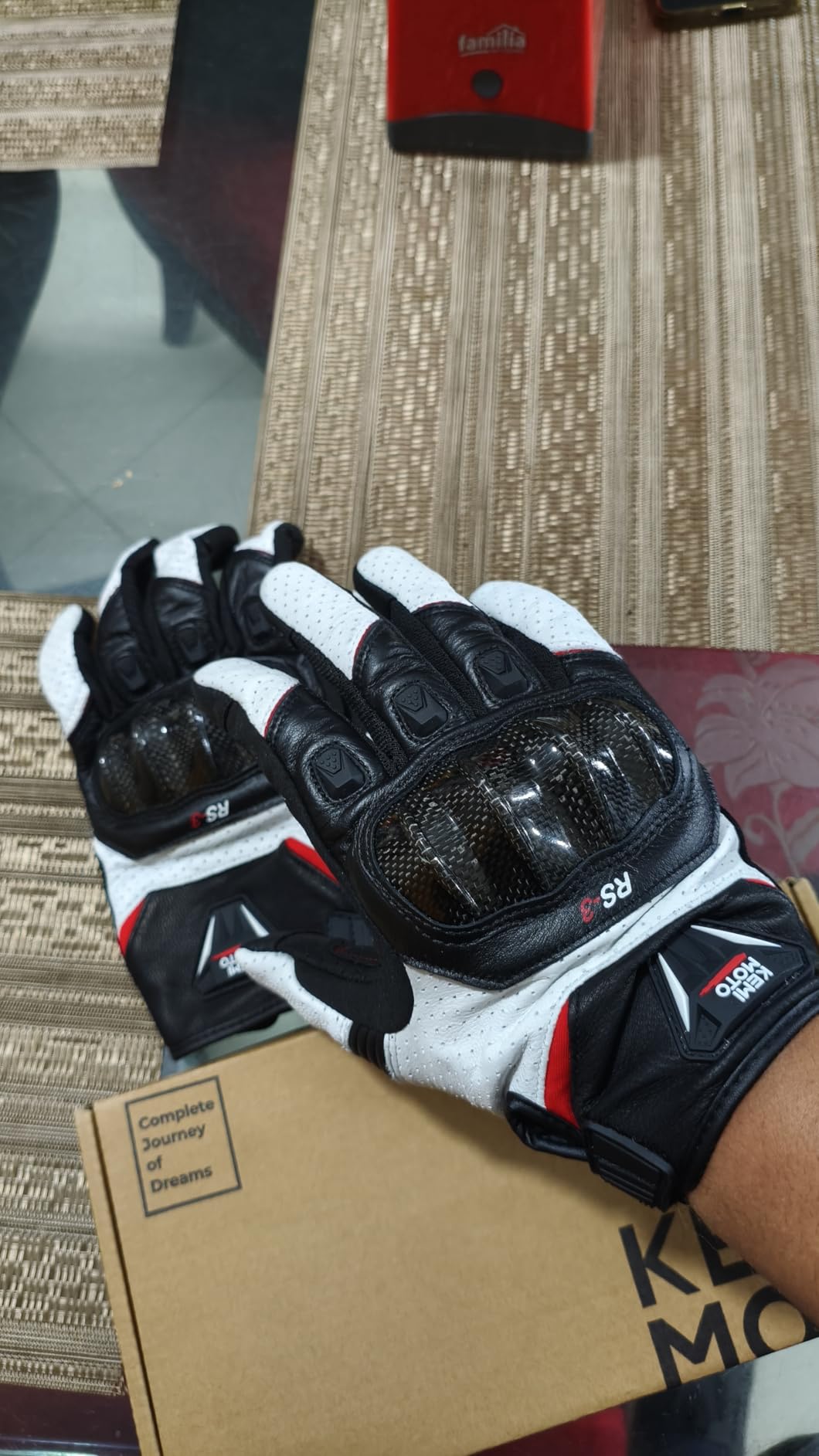 KEMIMOTO Sheepskin Leather Motorcycle Gloves for Men, Protective Motorcycle Gloves for Motocross Motorbike Dirt Bike Bicycle Racing ATV UTV customer photo 1