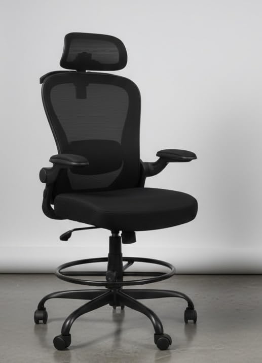 AtHope Drafting Chair, Tall Office Chair with 3D Lumbar & Head Support customer photo 1