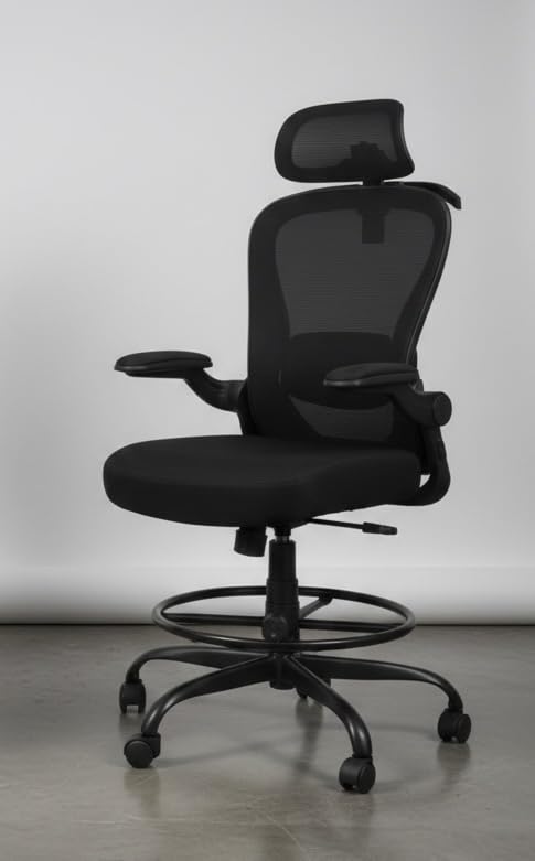 AtHope Drafting Chair, Tall Office Chair with 3D Lumbar & Head Support customer photo 2