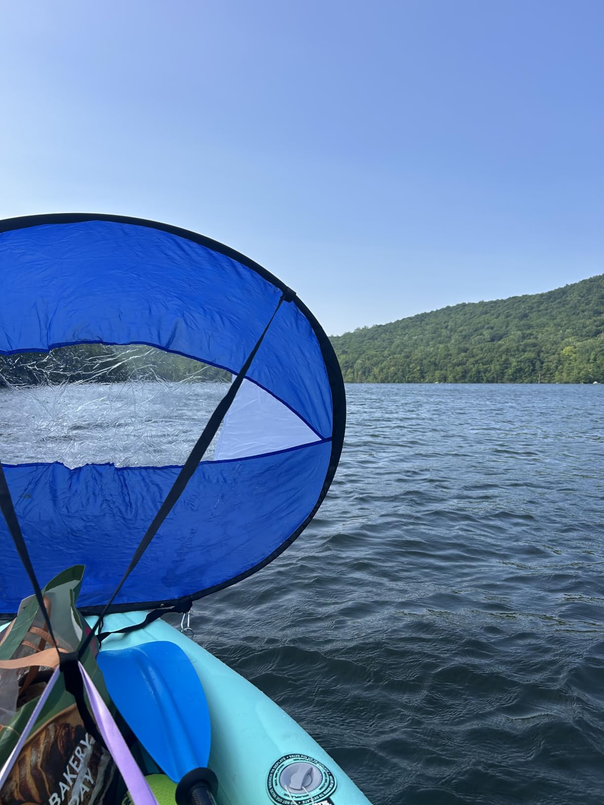 Kayak Wind Sail Kit, 42 Inch Foldable with Clear Window for Kayaking Sailing Kayak Sail Wind Sail 108cm Canoe Sail Transparent, Easy Setup Control customer photo 1