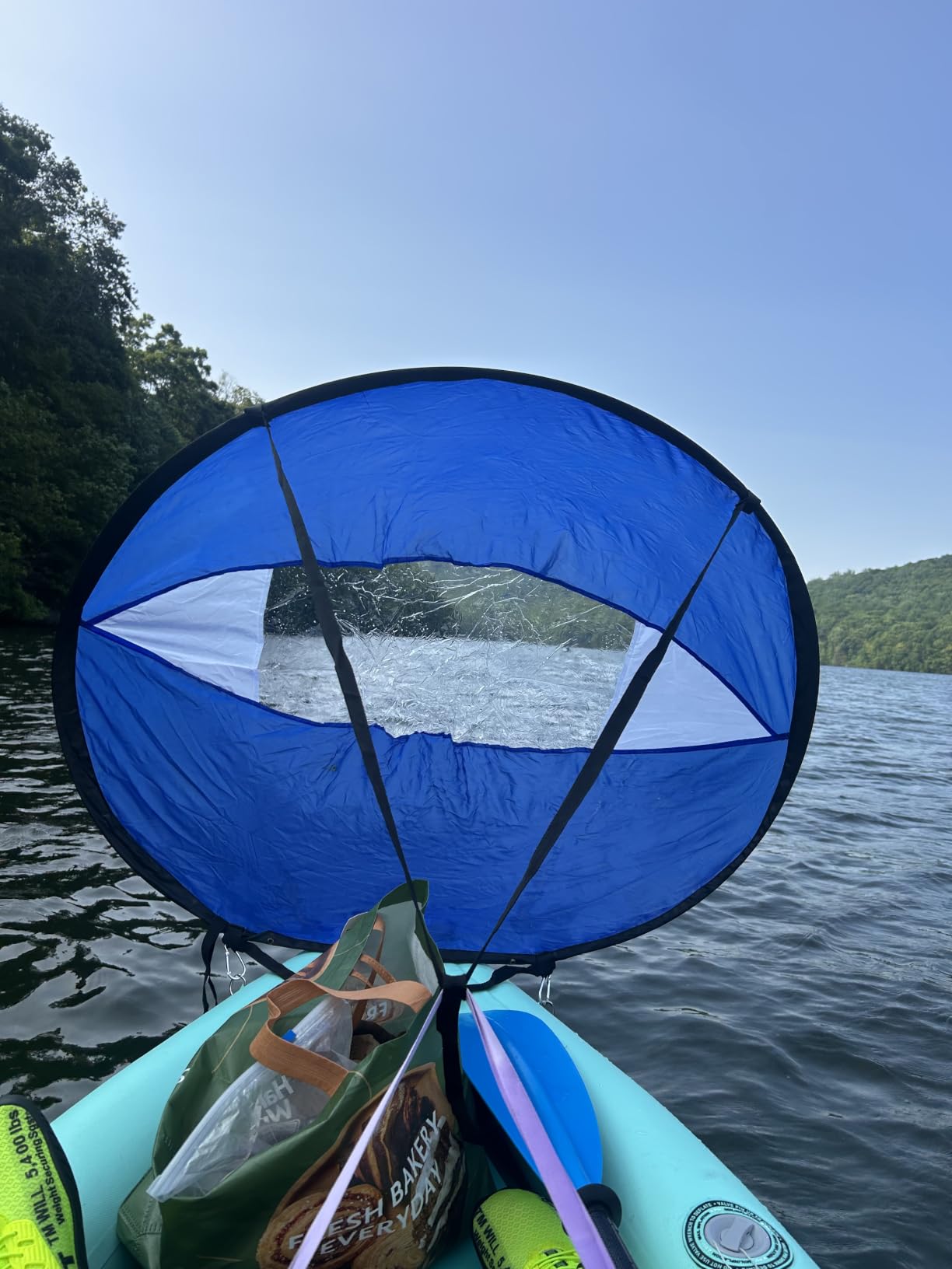 Kayak Wind Sail Kit, 42 Inch Foldable with Clear Window for Kayaking Sailing Kayak Sail Wind Sail 108cm Canoe Sail Transparent, Easy Setup Control customer photo 2