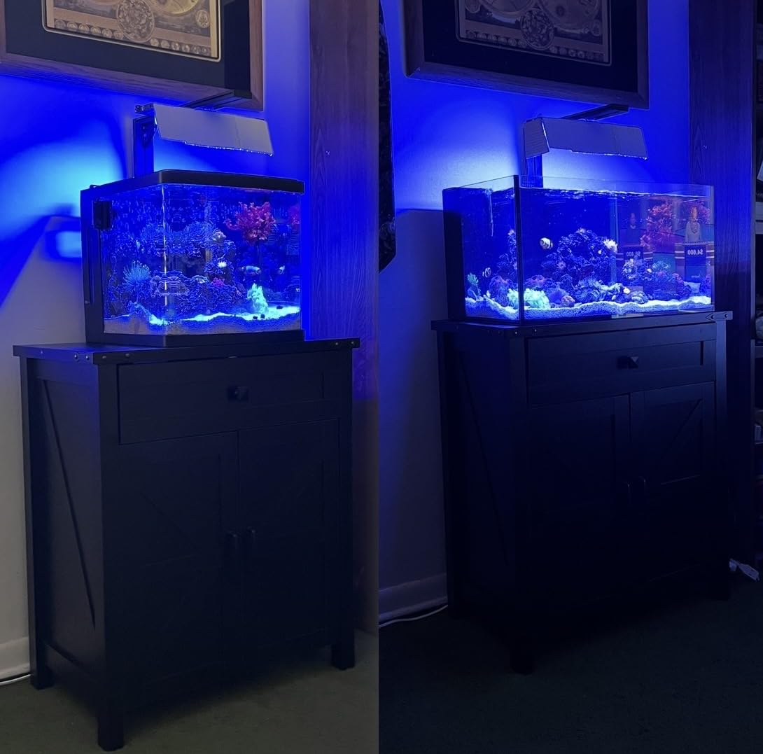 Saudism 55-75 Gallon Aquarium Stand With Charging Station, Farmhouse Fish Tank Stand, Reptile Tank Stand Terrarium Stand with Drawer and Cabinet Storage, Sturdy Heavy Duty 53.5