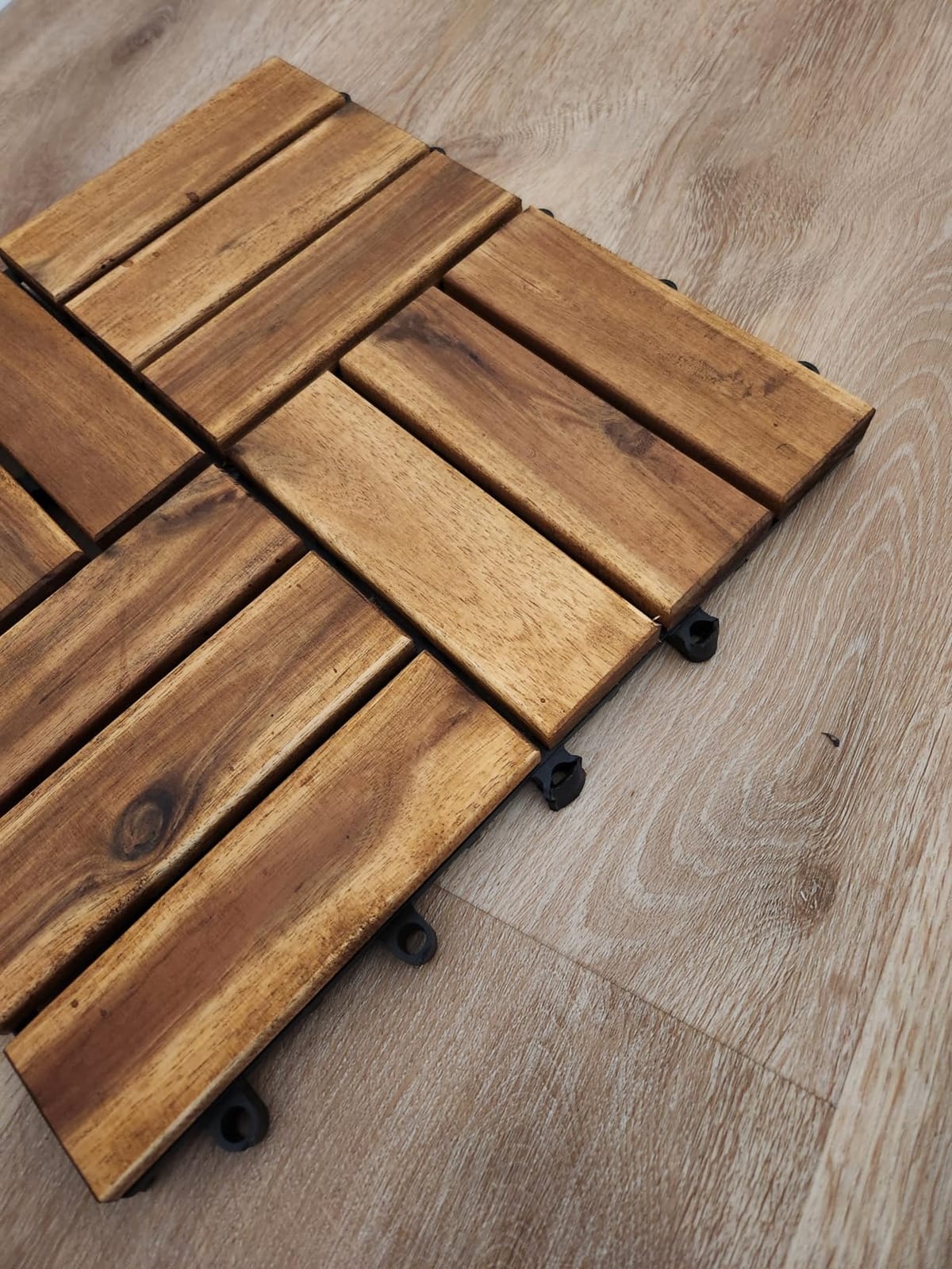 Yaheetech 54PCS Acacia Wood Deck Tiles Interlocking Patio Flooring,Wood customer photo 2