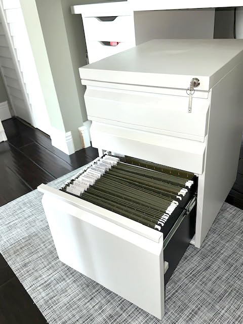 Guizeeopo Filing Cabinets for Home Office, Mobile File Cabinet with Lock, 3 Drawer Filing Cabinet for A4/Letter/Legal Size Folder, Fully Assembled Except Casters, Matte Black customer photo 2