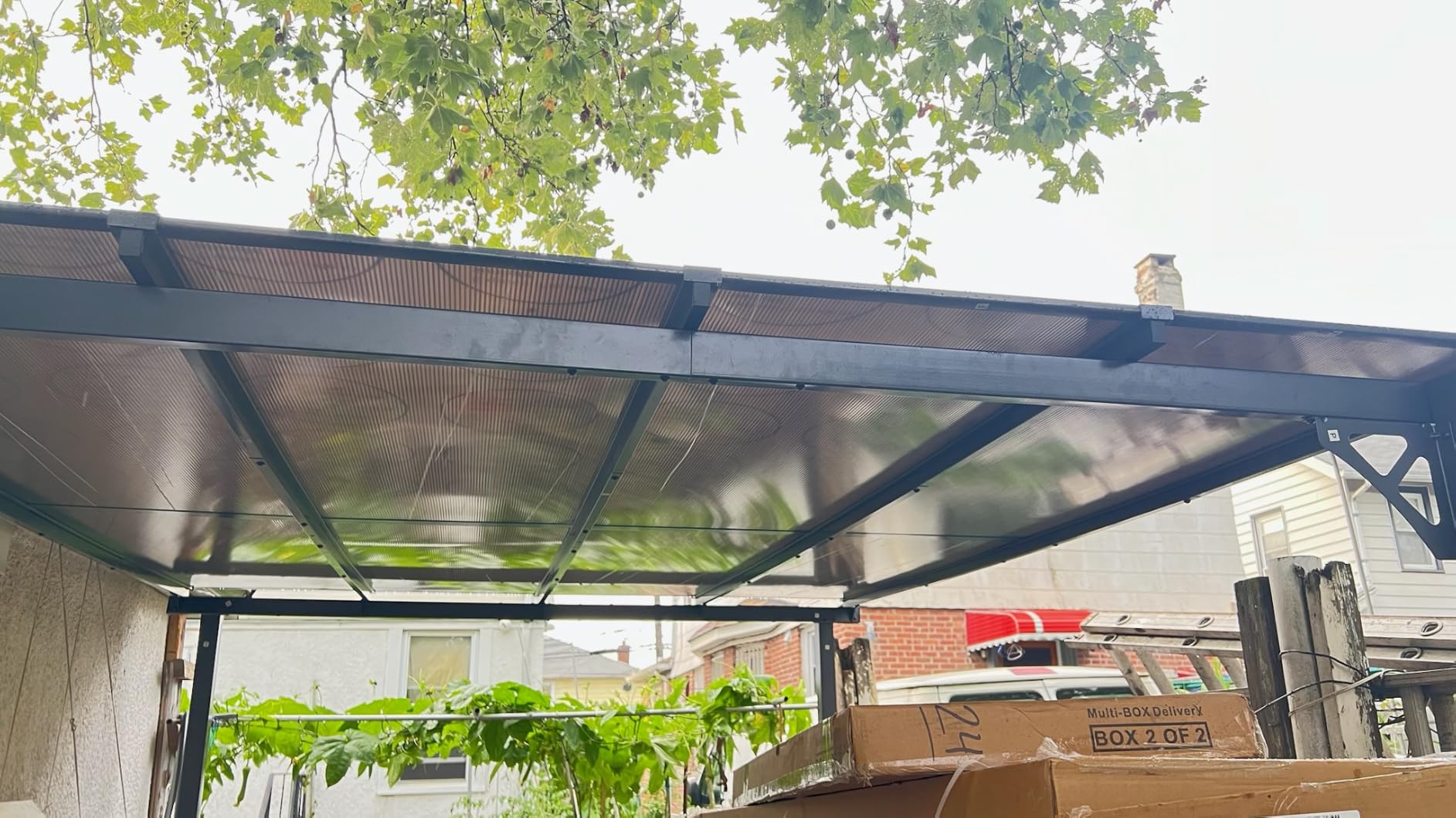 Aoxun 12’x10’ Gazebo for Patio, Gazebo Pergola with Sloped Roof, Black | Heavy Duty Aluminum Frame Lean to Gazebo, Wall Mounted Gazebos Pergola on Clearance, Awnings for Patio, Decks, Backyard customer photo 1