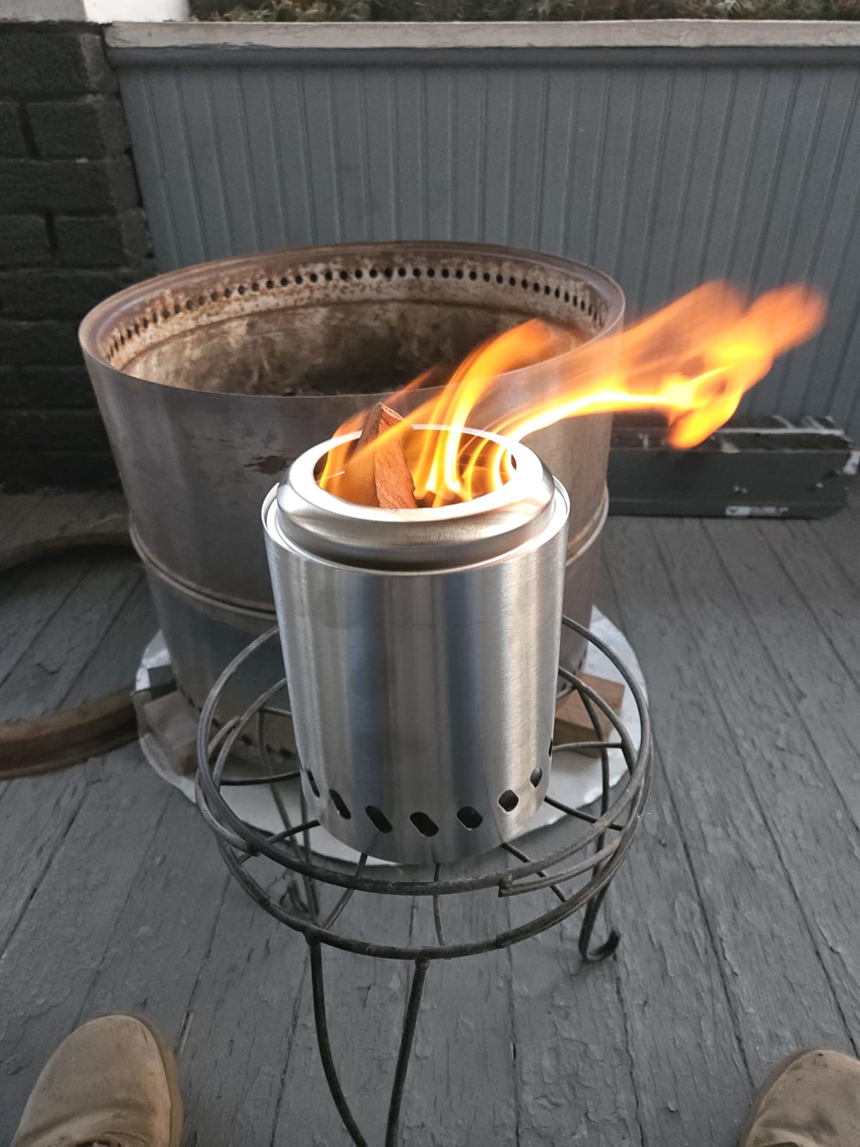 HGD Tabletop Fire Pit, Smokeless Firepit Outdoor, Mini Fire Pit for with Carry Bag for Camping Backyard Patio Garden Picnic, Silver customer photo 2