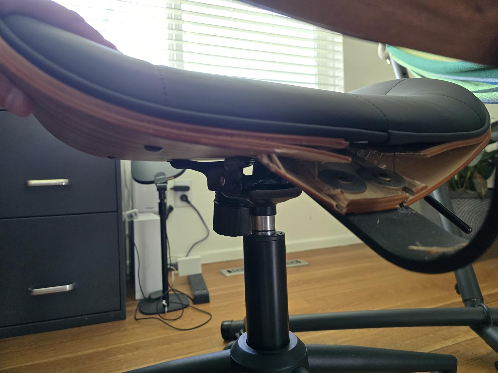 Home Office Desk Chair with Rubber Wheels, Armless Bentwood, Black customer photo 1