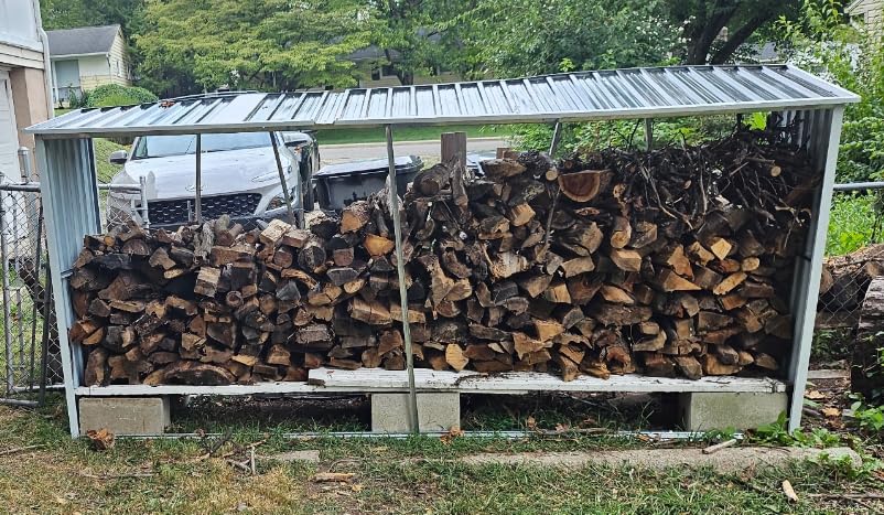 Outdoor Steel Firewood Rack, 6ft Firewood Storage Shed With Roof, Outdoor Firewood Holder with Sloped Roof for Firewoods, Pellet, or Lumber Storage customer photo 2