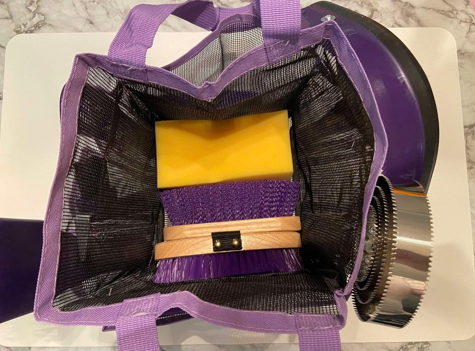 Horse Grooming Kit - 11 Piece Bathing Supplies with Organize Bag, Full Body Kit Including Sweat Scraper, Bath Sponge, Hoof Pick, Massage Comb (Purple) customer photo 1