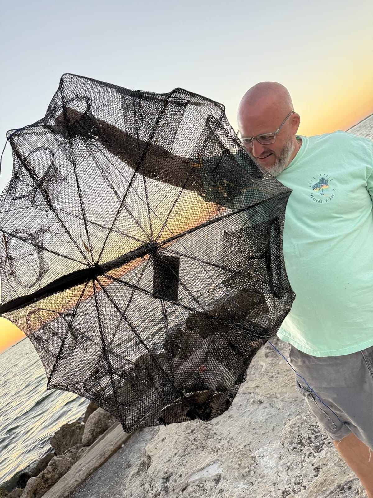 QualyQualy Fishing Bait Trap Crab Net Fishing Trap for Minnow/Crab/Shrimp/Crawdad with Rope, 10 Holes Large Space Fishing Net 32