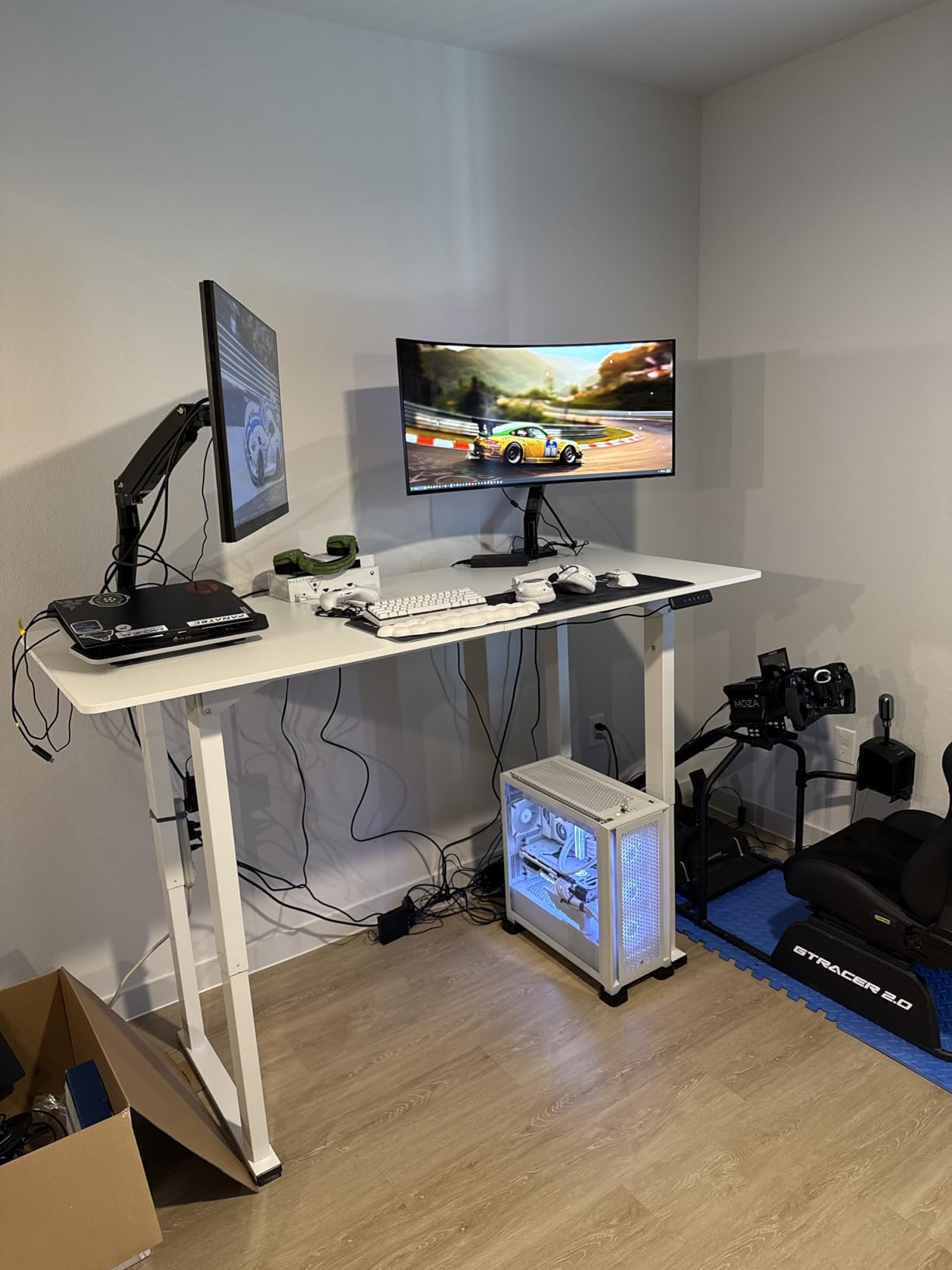 4 Leg Standing Desk Large,Electric 55x28 Desk for Home Office customer photo 1