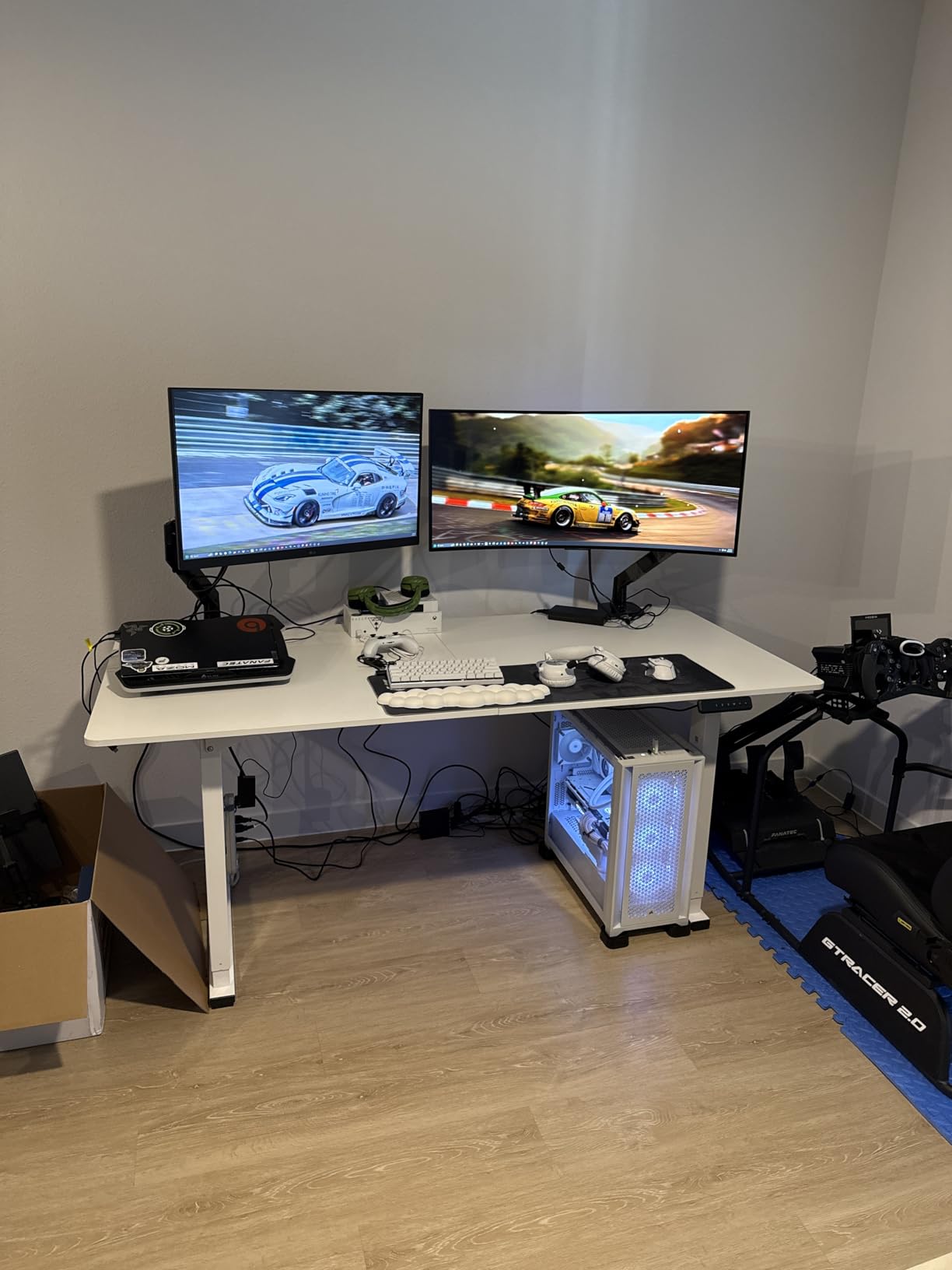 4 Leg Standing Desk Large,Electric 55x28 Desk for Home Office customer photo 2