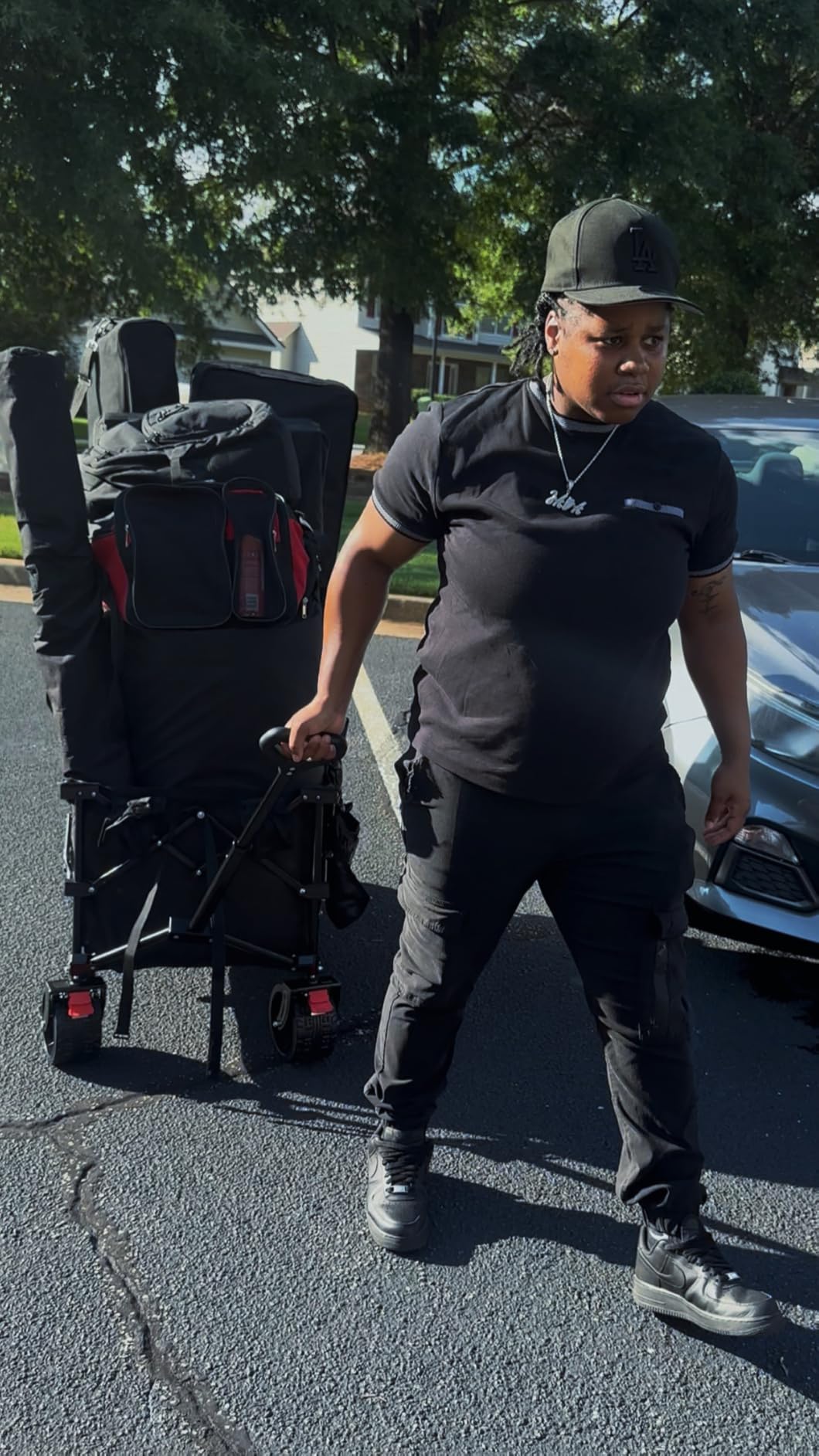 Originsure 300L Collapsible Beach Wagon Cart with Big Wheels, 560lbs, Black customer photo 2