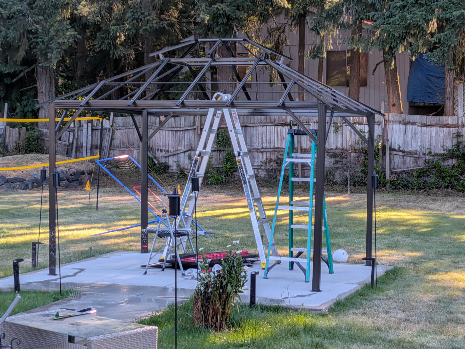 Aoxun 12'x10' Hardtop Gazebo with Polycarbonate Double Roof, Brown customer photo 2