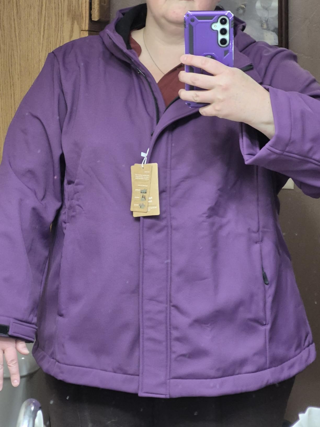 wantdo Women's Plus Size Softshell Jackets Hooded Fleece Lined Windbreaker customer photo 2