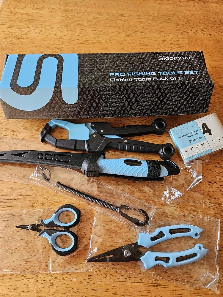 Sidomma Pro Fishing Gear and Equipment Tools Accessories Kit with Fishing Pliers Fillet Knife Scissors Fish Lip Gripper Fish Ruler Fishing Gifts for Men Saltwater Fishing Fly Fishing Ice Fishing customer photo 1