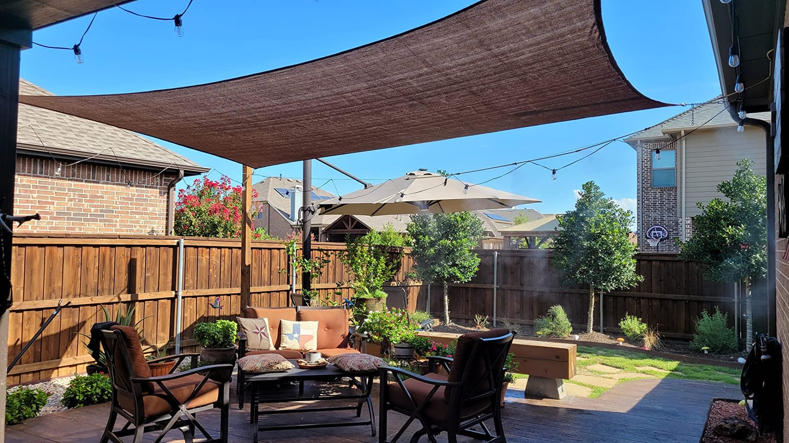 ColourTree 12' x 12' Beige Rectangle Sun Shade Sail for Backyard customer photo 2