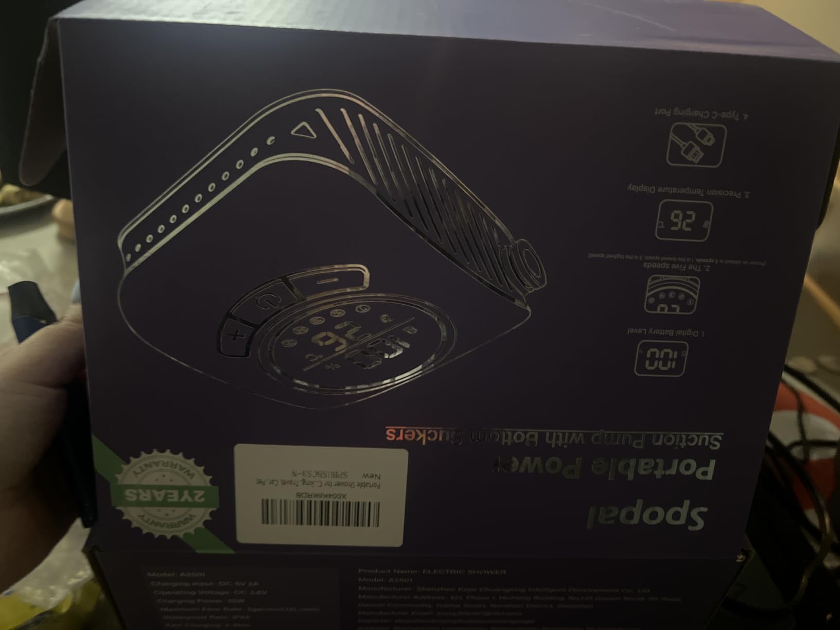 Spopal Portable Shower for Camping, 8000mAh Rechargeable [Upgraded] customer photo 1