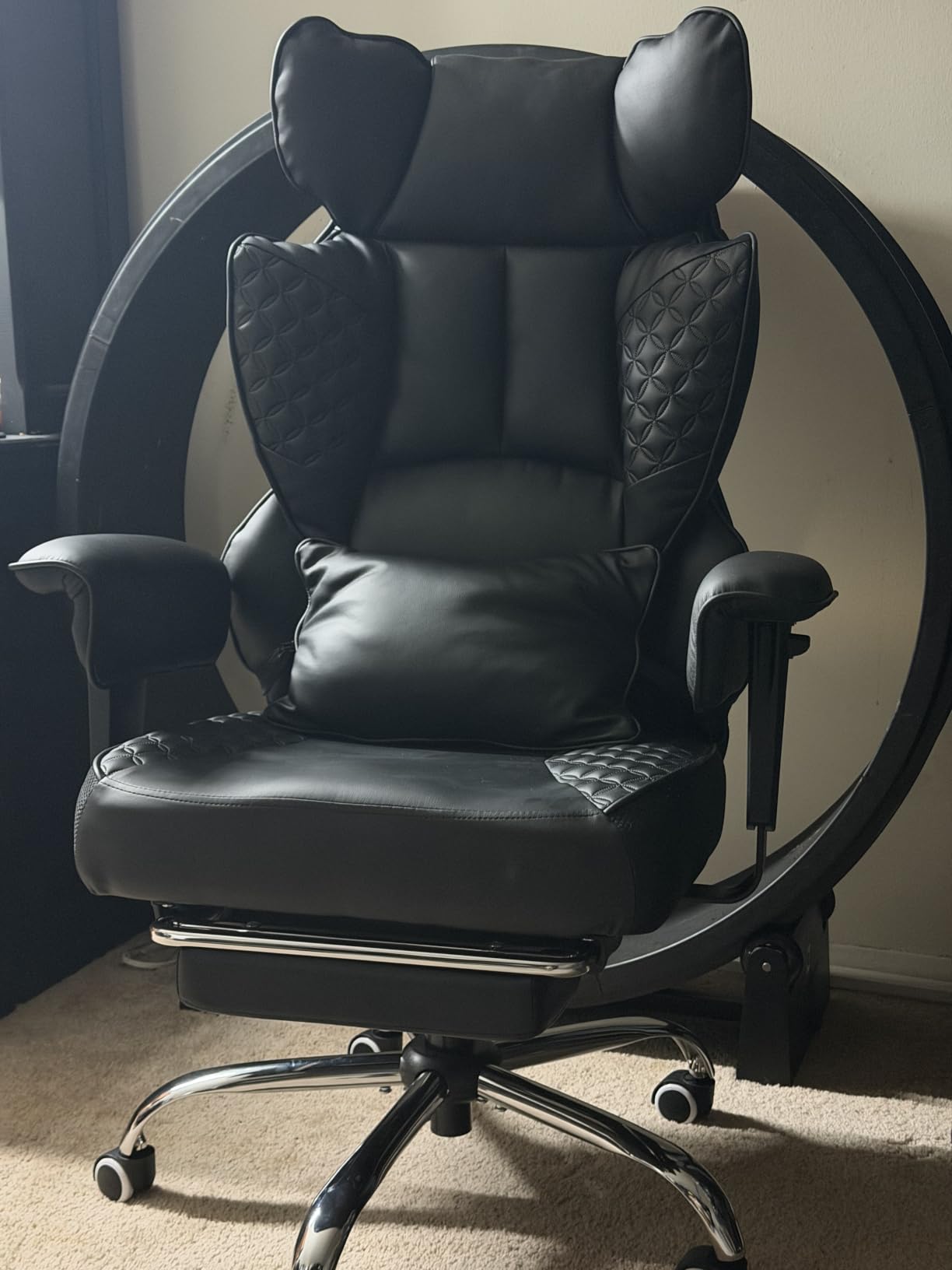 GTPLAYER Big and Tall Gaming Chair 400lbs Heavy Duty Office Chair with Foot Rest & Ergonomic Pocket Spring Lumbar Support, High Back 3D Saddle Shaped Cushion for Back Pain Relief, Matte-Black customer photo 2