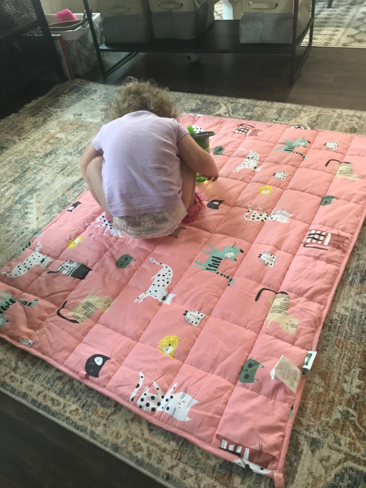 Sivio Weighted Blanket for Sleep, 5lbs, 36 x 48 inches, Blue Dinosaur customer photo 1