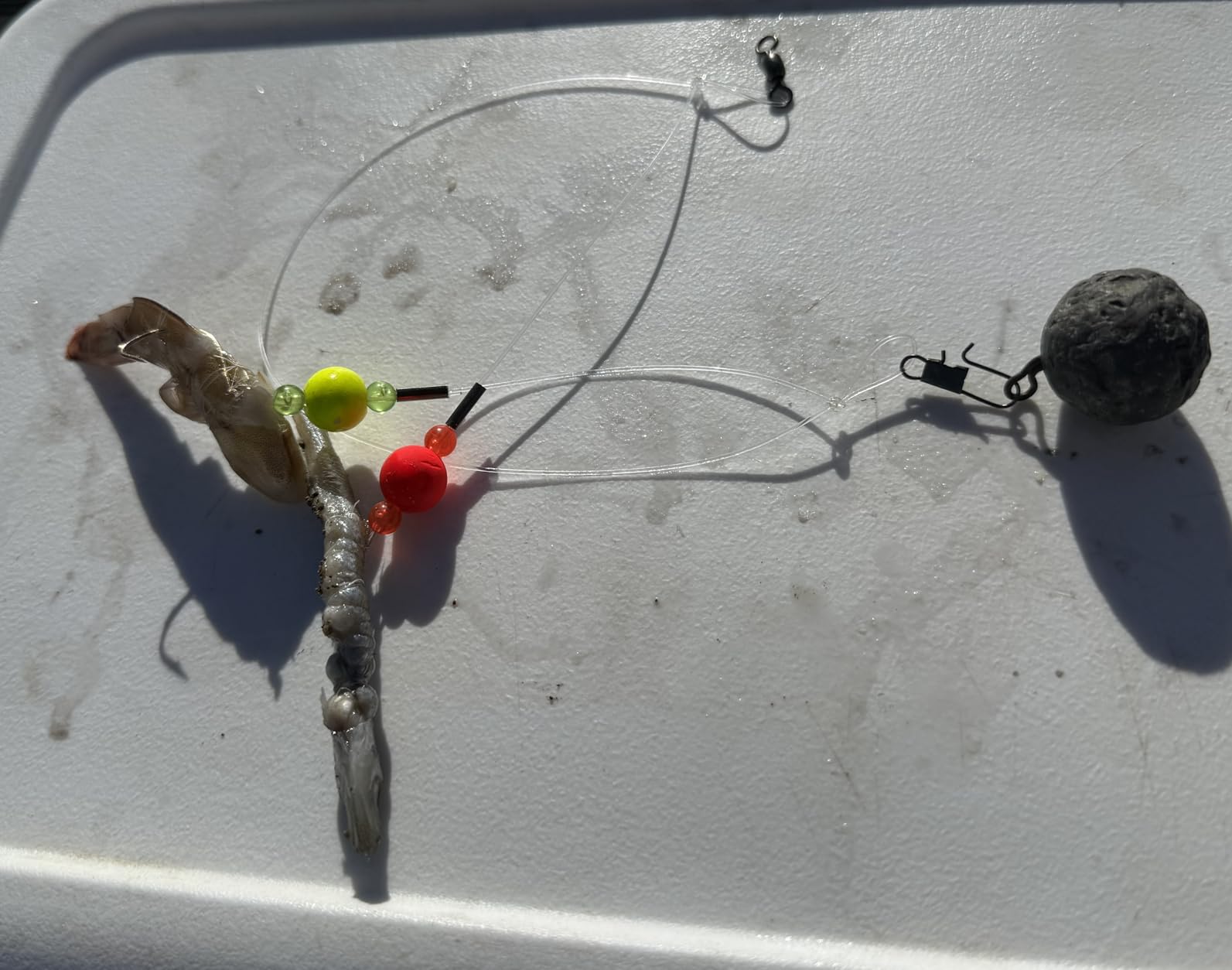 AFW Double Drop Mono Rig – 45 lb Clear Mono Line with Fluorescent Red & Yellow Floats, #6 Plated Hooks & #7 Barrel Swivel – Surf Fishing Rig for Spot, Kingfish & Bottom Species customer photo 1