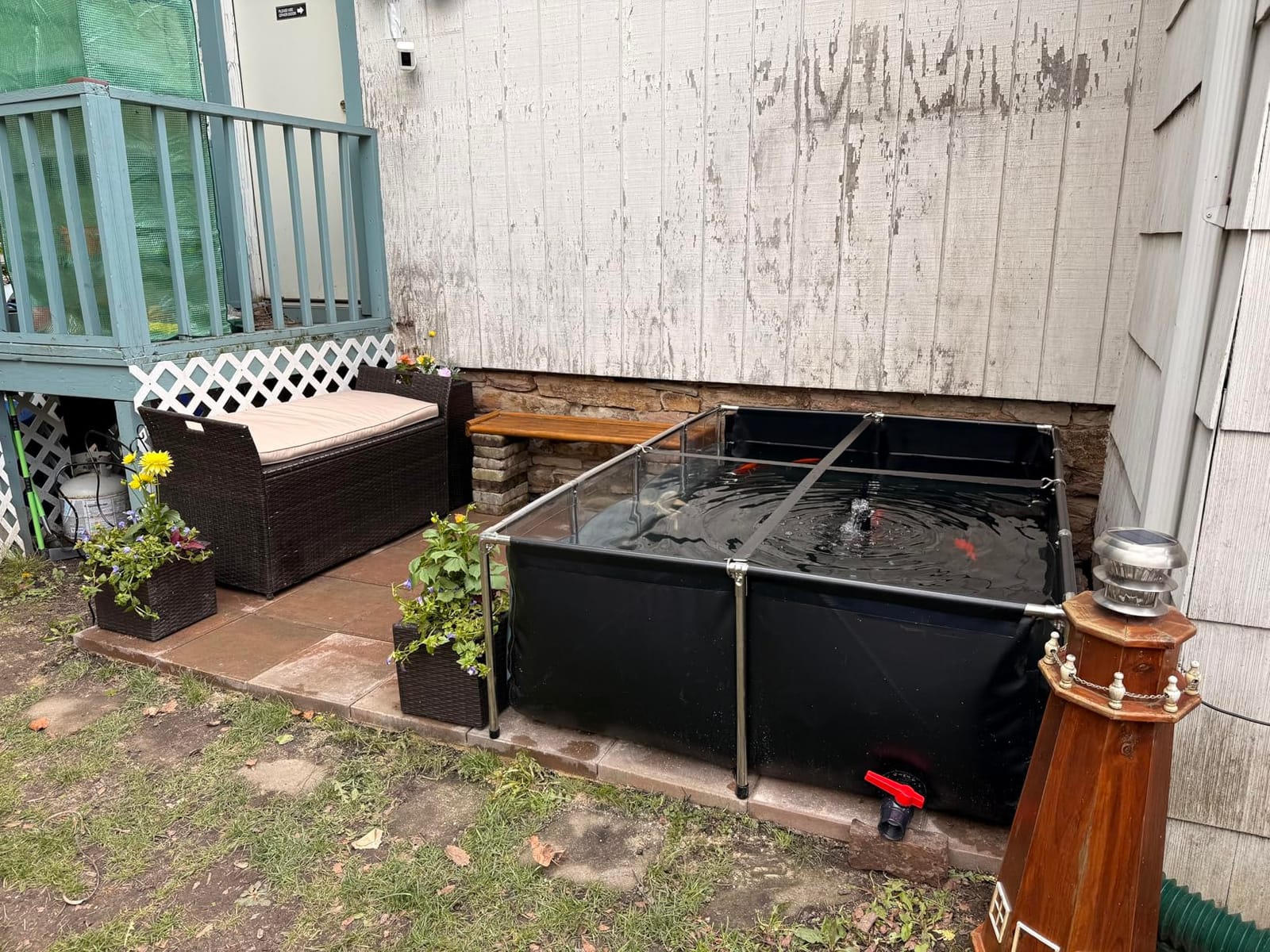 Aquarium Pool Pond,Collapsible Fish Ponds for Outside with Transparent Clear Viewing Panel,270 Gallon Fish Tank,PVC Canvas Above Ground Pond,Indoor/Outdoor Pond for Koi,Goldfish,with Drain Valve customer photo 2