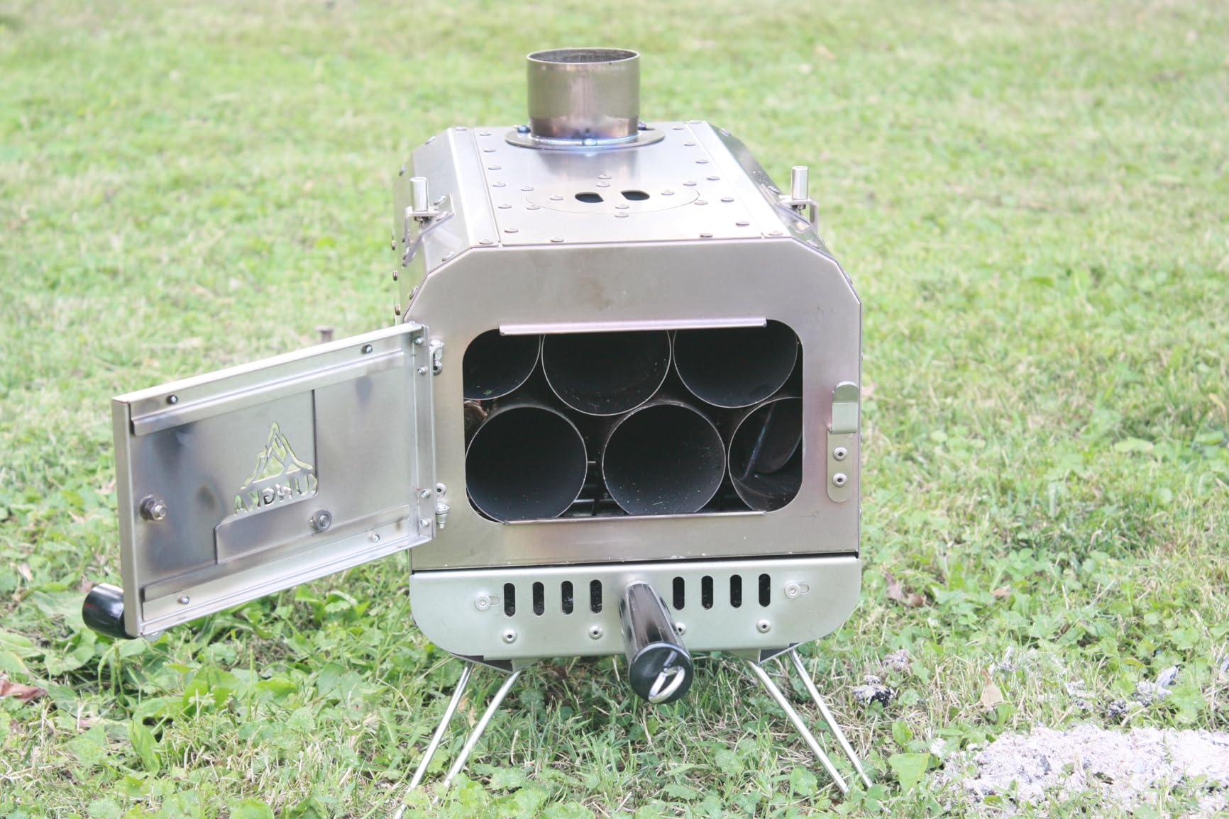 Tent Stove, 7.3ft height Portable Wood Burning Stove, Small Stainless Steel Hot Tent Stove with 6 Chimney Pipes for Outdoor Heating, Cooking, Hunting & Ice Fishing customer photo 1