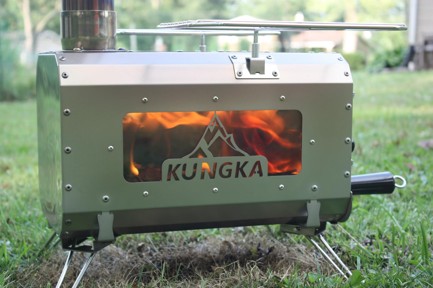 Tent Stove, 7.3ft height Portable Wood Burning Stove, Small Stainless Steel Hot Tent Stove with 6 Chimney Pipes for Outdoor Heating, Cooking, Hunting & Ice Fishing customer photo 2