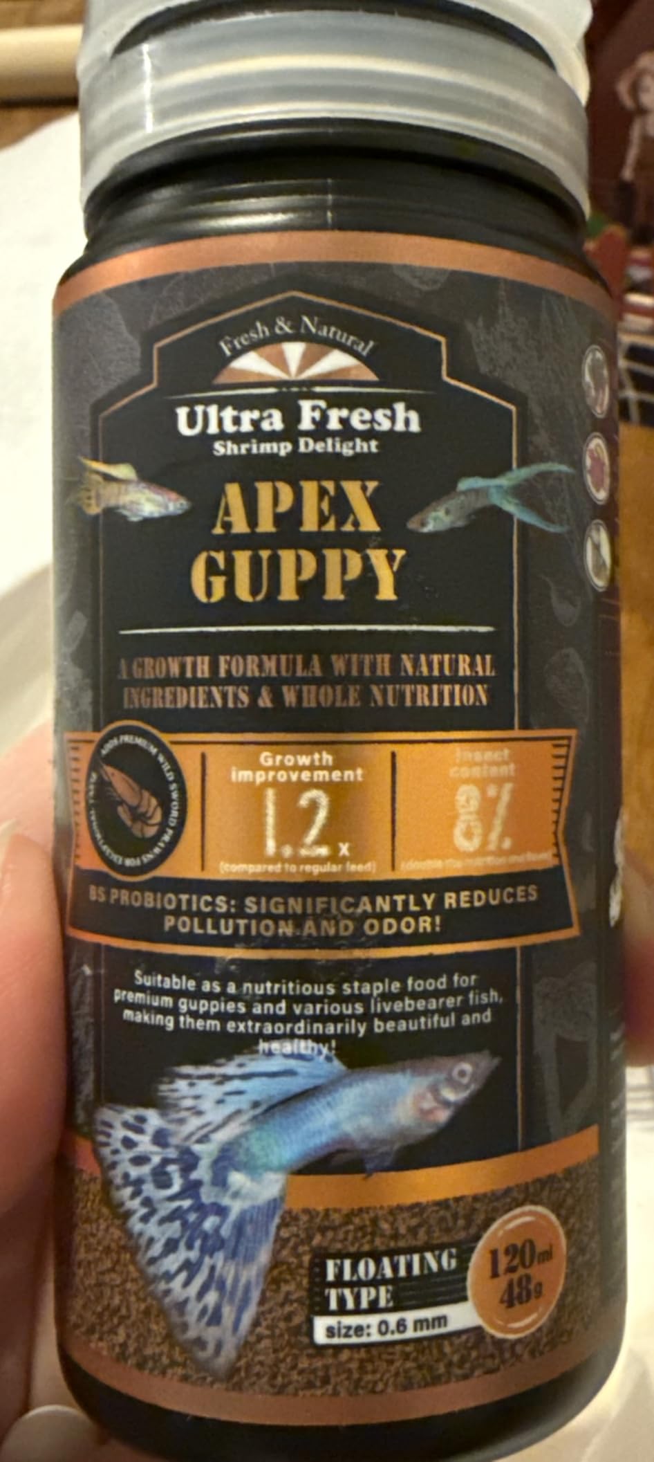 Ultra Fresh Apex Guppy Fish Food, Growth Formula with Natural Ingredients & Whole Nutrition 4.23oz customer photo 1