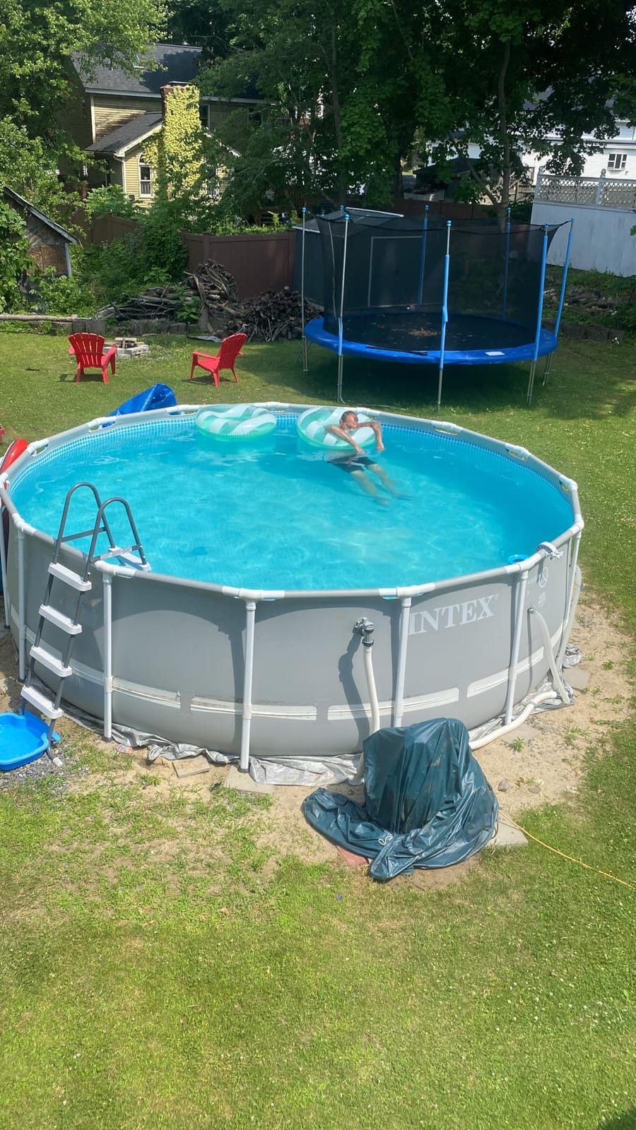 INTEX Ultra XTR 18ft x 52in Round Above Ground Swimming Pool Set w/Pump | 26329EP - 2100 GPH Sand Filter Pump, Ladder, Pool Cover & Ground Cloth Included - Strong Galvanized Steel Frame customer photo 2