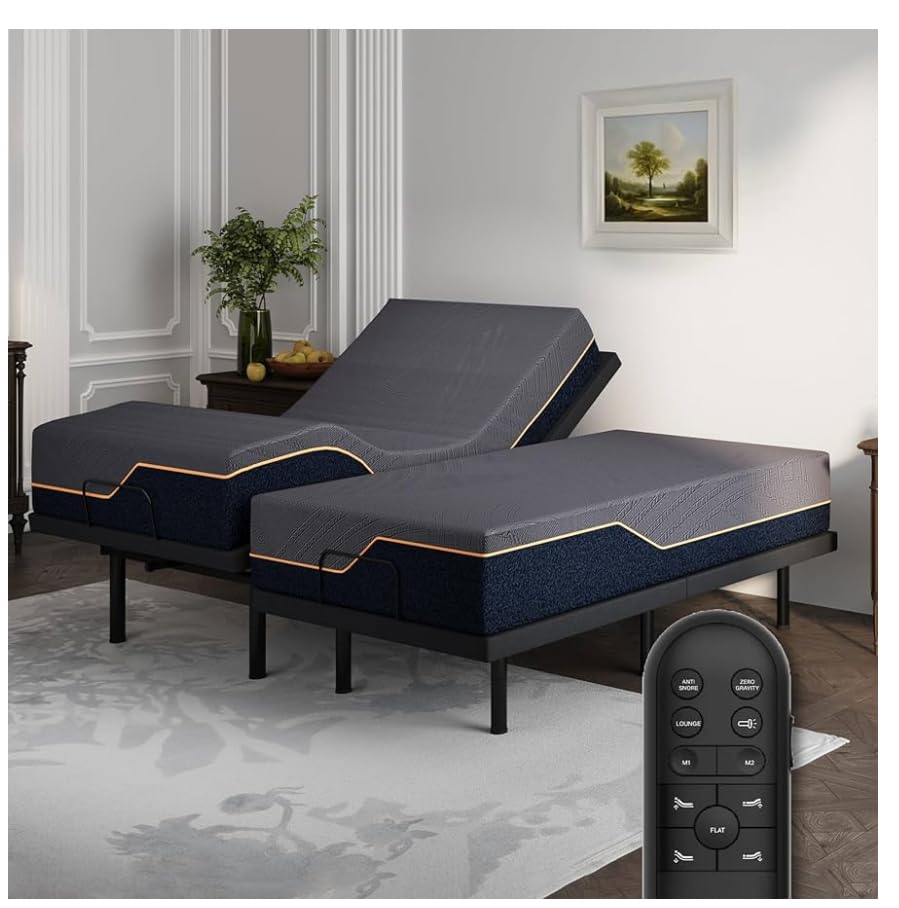 Dyonery Split King Adjustable Bed Frame + 14 Inch Memory Foam Mattress customer photo 1