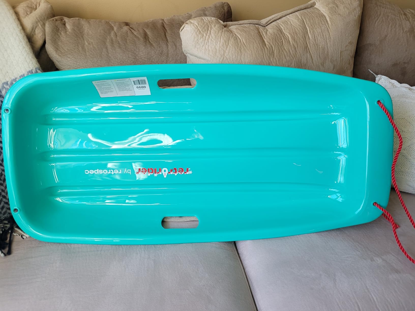 Retrospec Retrorider Plastic Snow Sled – Toboggan Style with Pull Rope, Cold-Resistant Coating, and Hard Bottom for Smooth Downhill Rides – Available for Kids and Adults customer photo 2