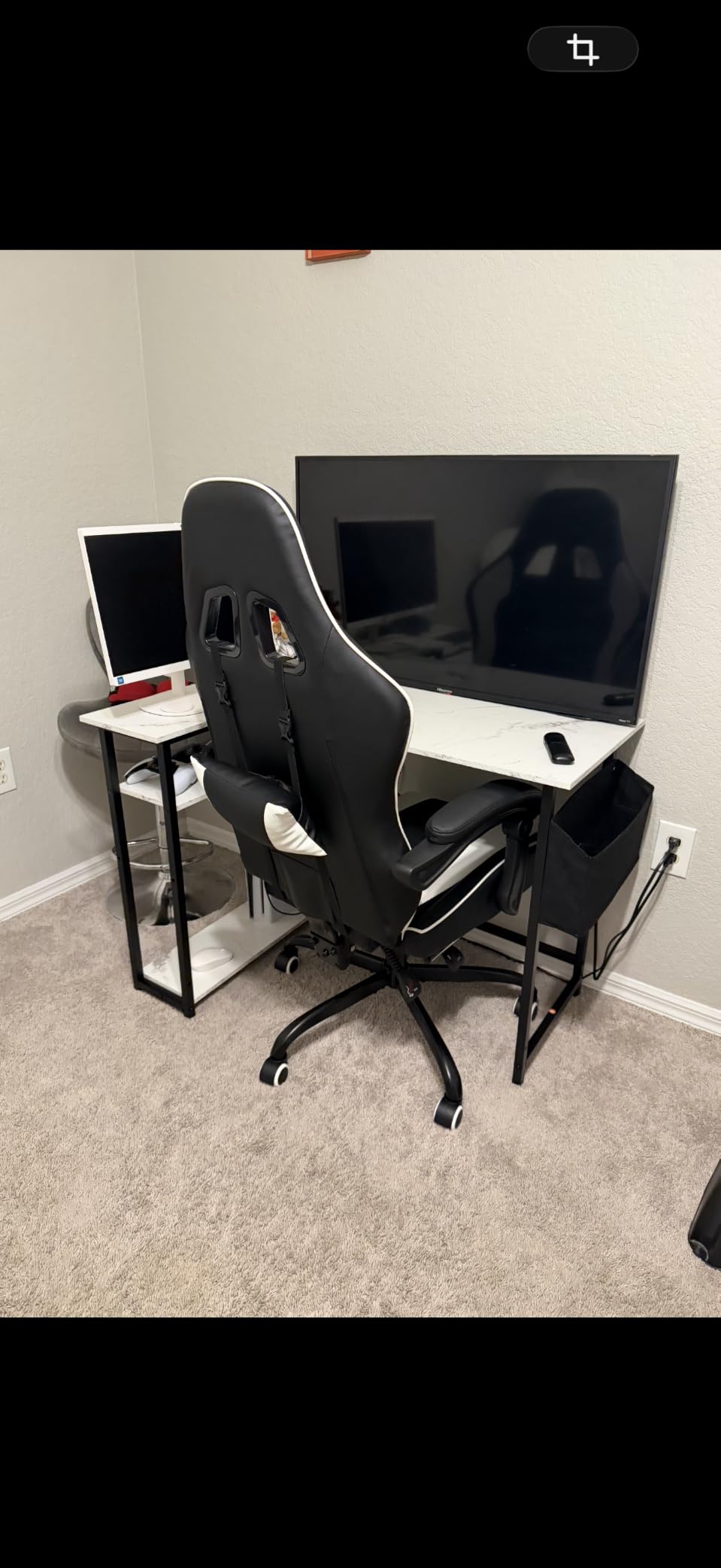 Pamray 40 Inch L Shaped Computer Desk with Reversible Side Storage Shelves, Small Corner Desk for Small Space Home Office, Writing Study Table PC Desk for Bedroom, White customer photo 2