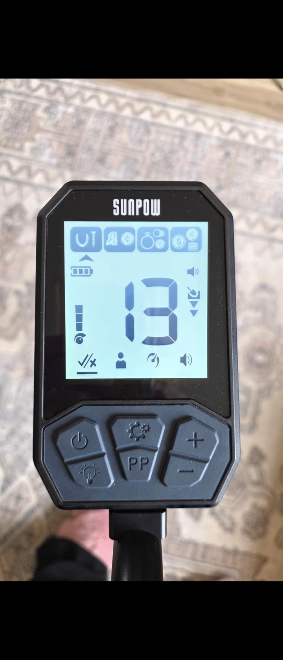 SUNPOW Rechargeable Metal Detector for Adults & Kids - Gold Finder with 1500mAh Lithium Battery, 20H Runtime, High Accuracy 8