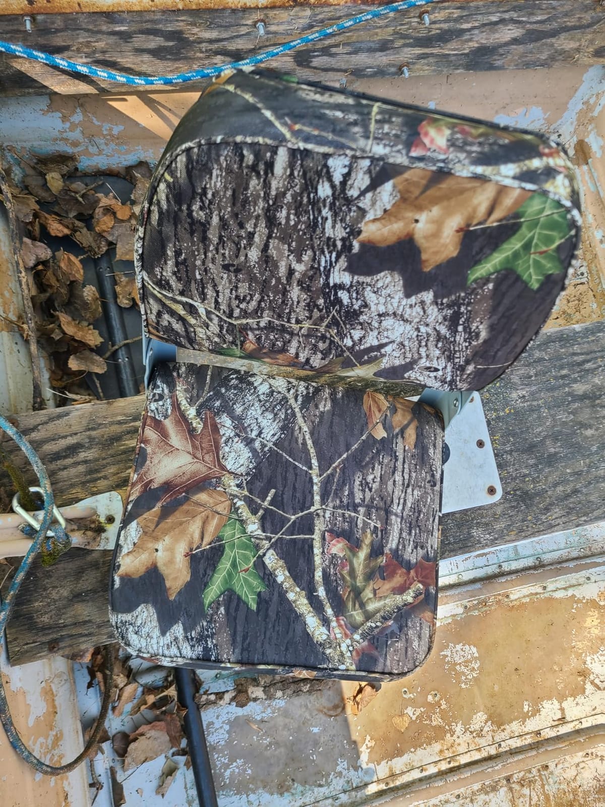 ERGOSEAT Folding 2 Pack Boat Seats Padded Camo Fishing Boat Chair Bass Jon | Fold Flat for storage, Marine Vinyl, UV & Tear Resistant, aluminum hinges, 250lb capacity, includes mounting hardware customer photo 1