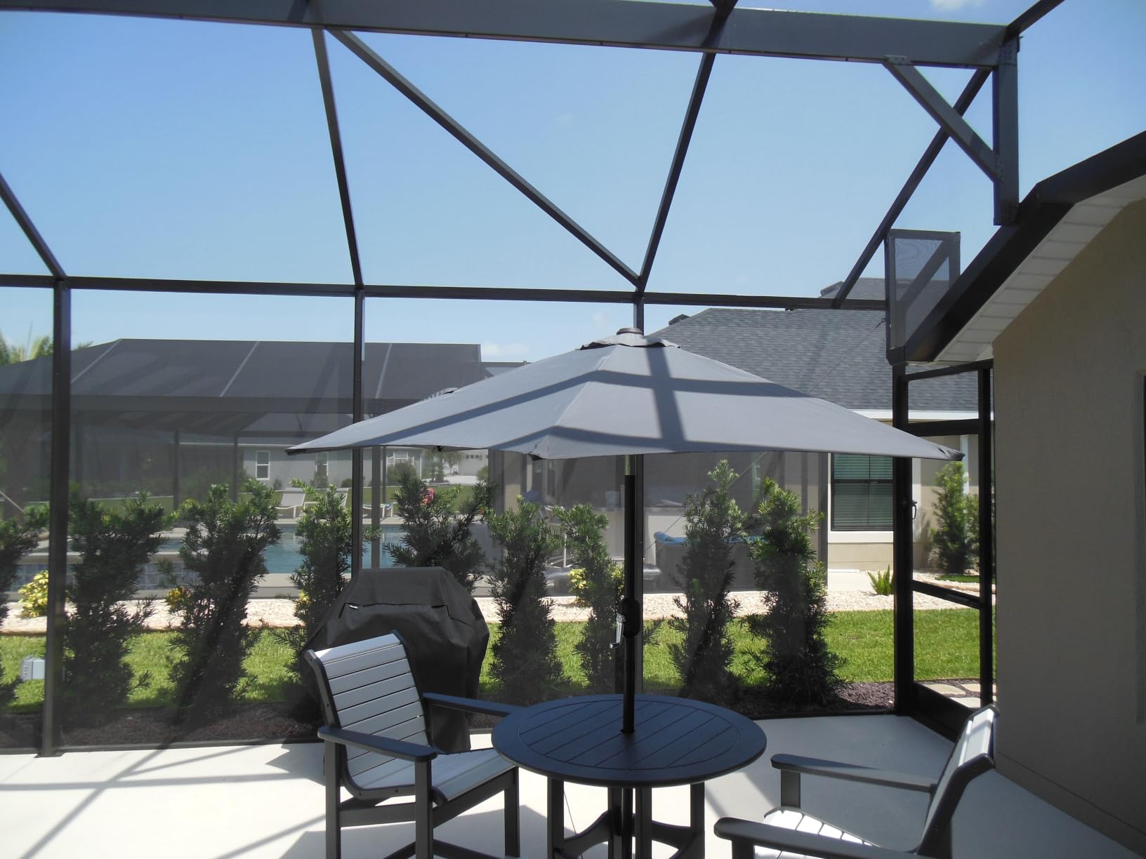 Blissun 10FT Patio Umbrella, Outdoor Table Umbrella, Yard Umbrella, Market Umbrella with 8 Sturdy Ribs, Push Button Tilt and Crank, Tan customer photo 1