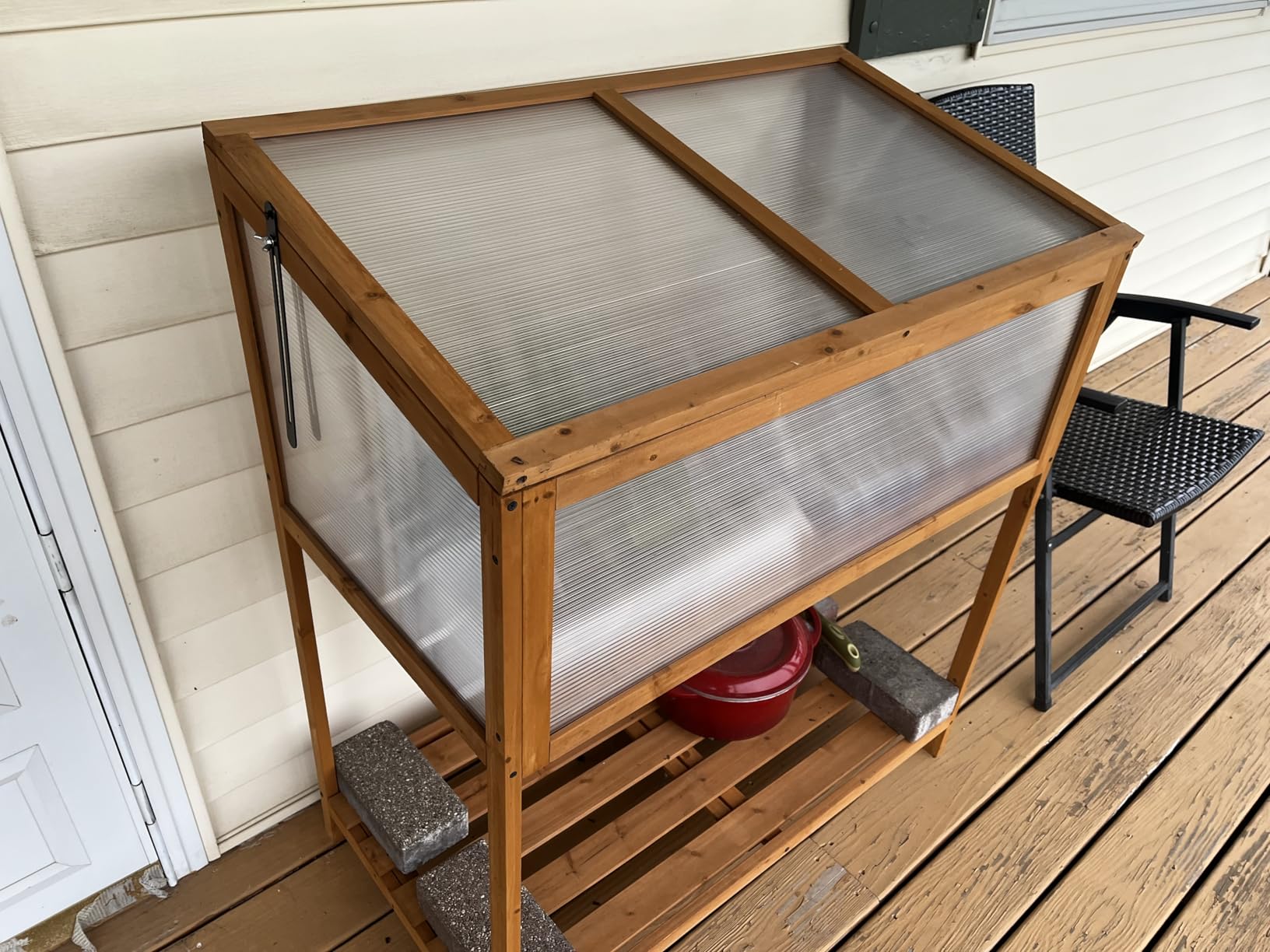 Giantex Wood Cold Frame Greenhouse, Portable Raised Planter Bed Protection with Transparent Flip-top Roof, Small Indoor Outdoor Hot House for Garden Sunroom Balcony, 37”x25”x16” customer photo 1