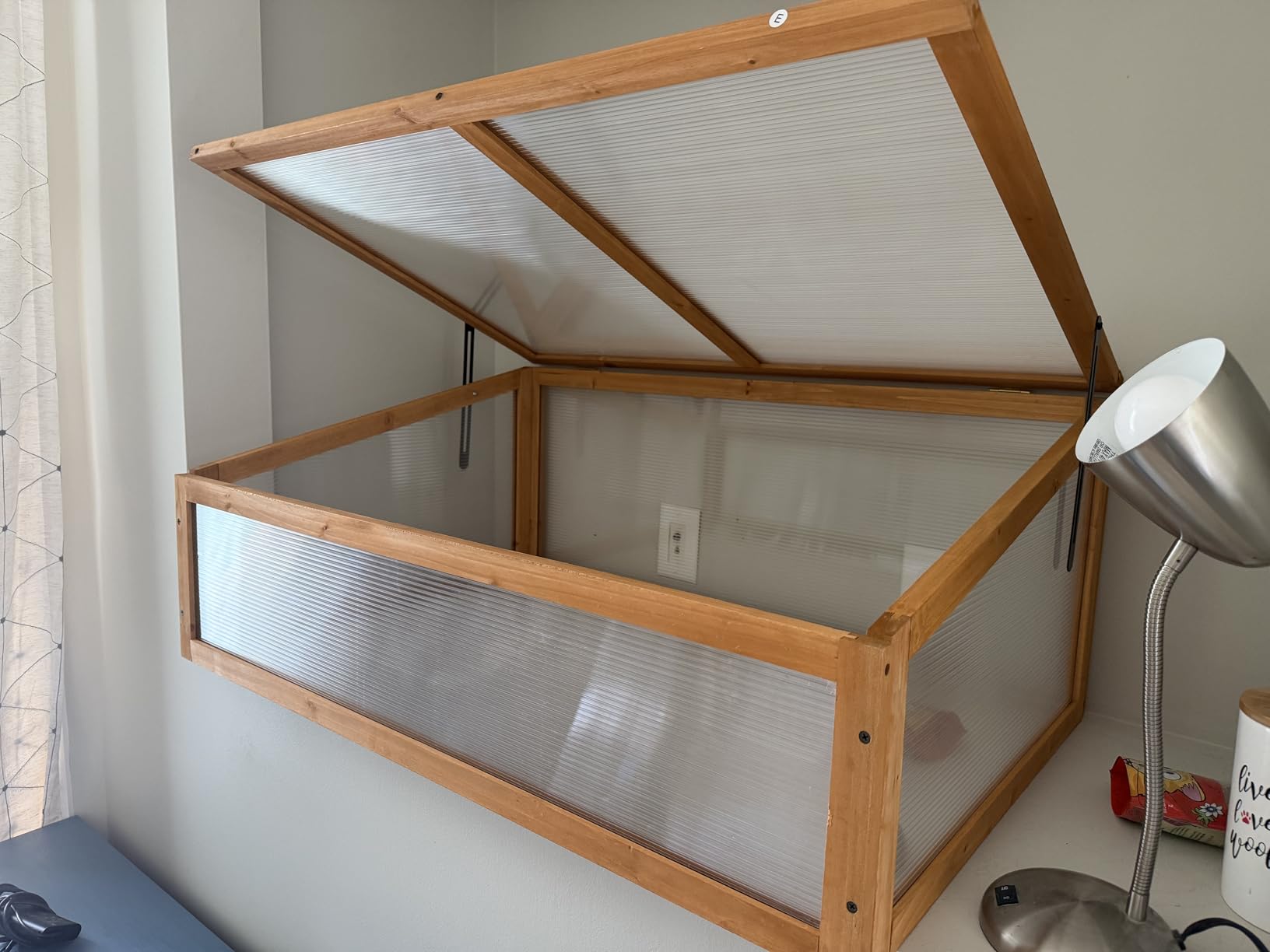 Giantex Wood Cold Frame Greenhouse, Portable Raised Planter Bed Protection with Transparent Flip-top Roof, Small Indoor Outdoor Hot House for Garden Sunroom Balcony, 37”x25”x16” customer photo 2