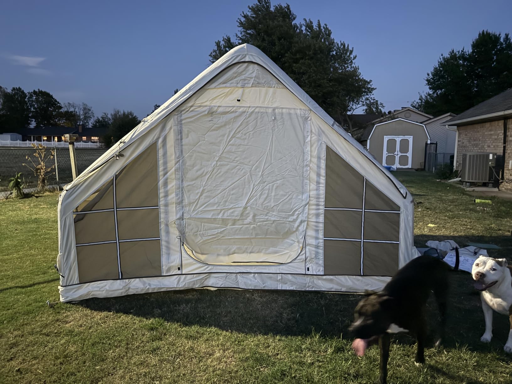 Inflatable Tent with Skylight, Quick Setup Blow Up Tents with Pump, Hot Tent with Stove Jack, 4 Seasons Waterproof Oxford Inflatable Camping House for Adult 4-6 Person customer photo 1