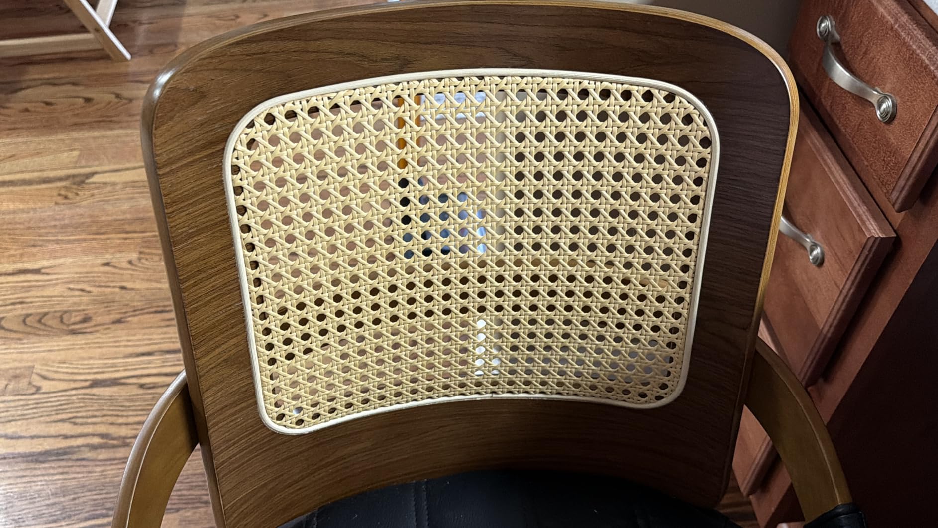 Mid Century Modern Rattan Desk Chair, Floor Protective Silent Casters customer photo 2