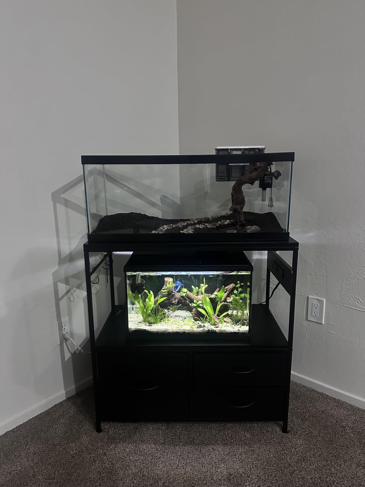 Heybly 10-20Gal Fish Tank Stand with Drawer, Power Outlet,200lb HAS003SBK-1 customer photo 1