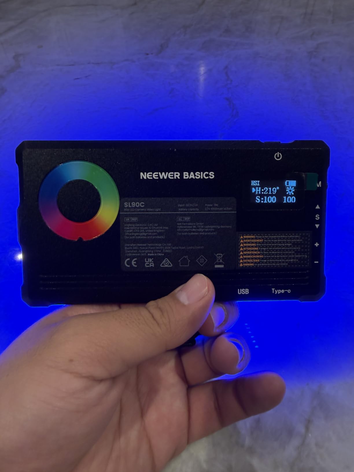 NEEWER Basics RGB Video Light, 9W 2700K-7500K Portable Full RGB Colors 17 Scenes CRI97, 4000mAh Rechargeable Metal Small LED Camera Panel Lighting for DSLR Tripod Streaming Video Recording, SL90C customer photo 2