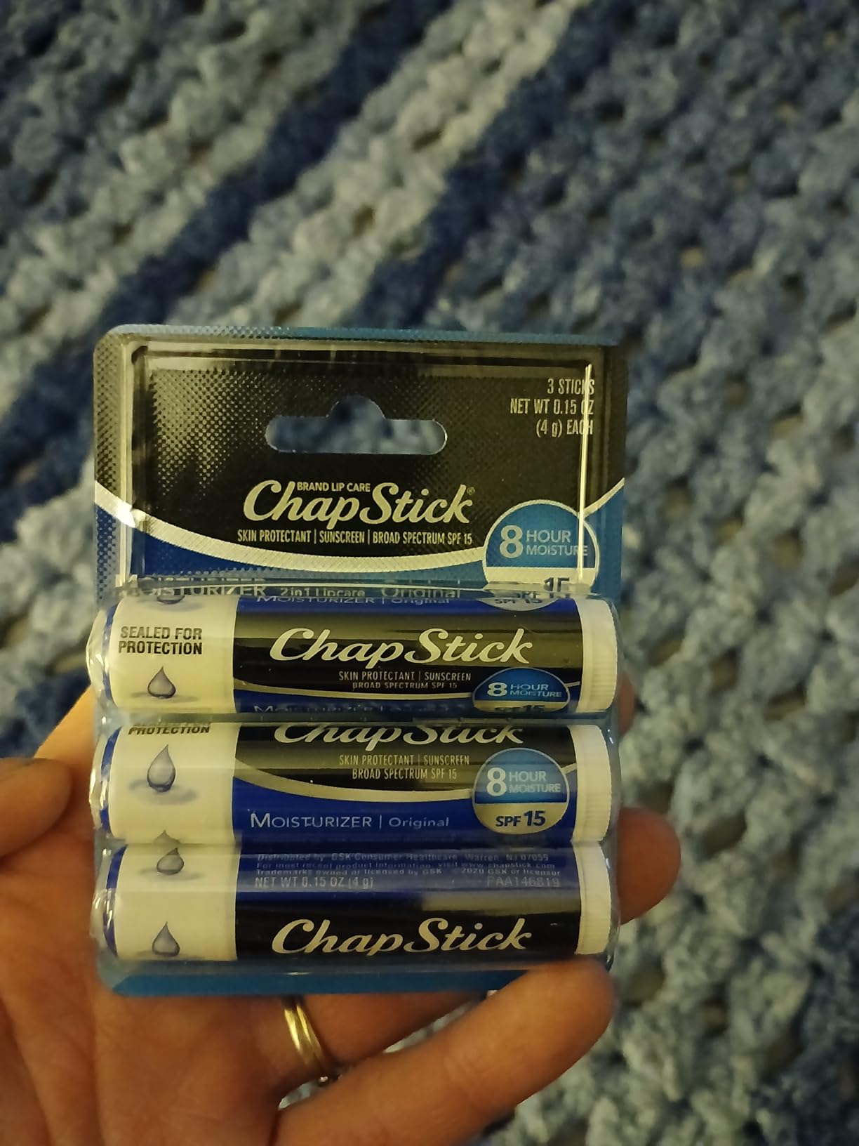 ChapStick Moisturizer Original Lip Balm Tubes, SPF 15 and Skin Protectant - 0.15 Oz (Pack of 3) customer photo 1