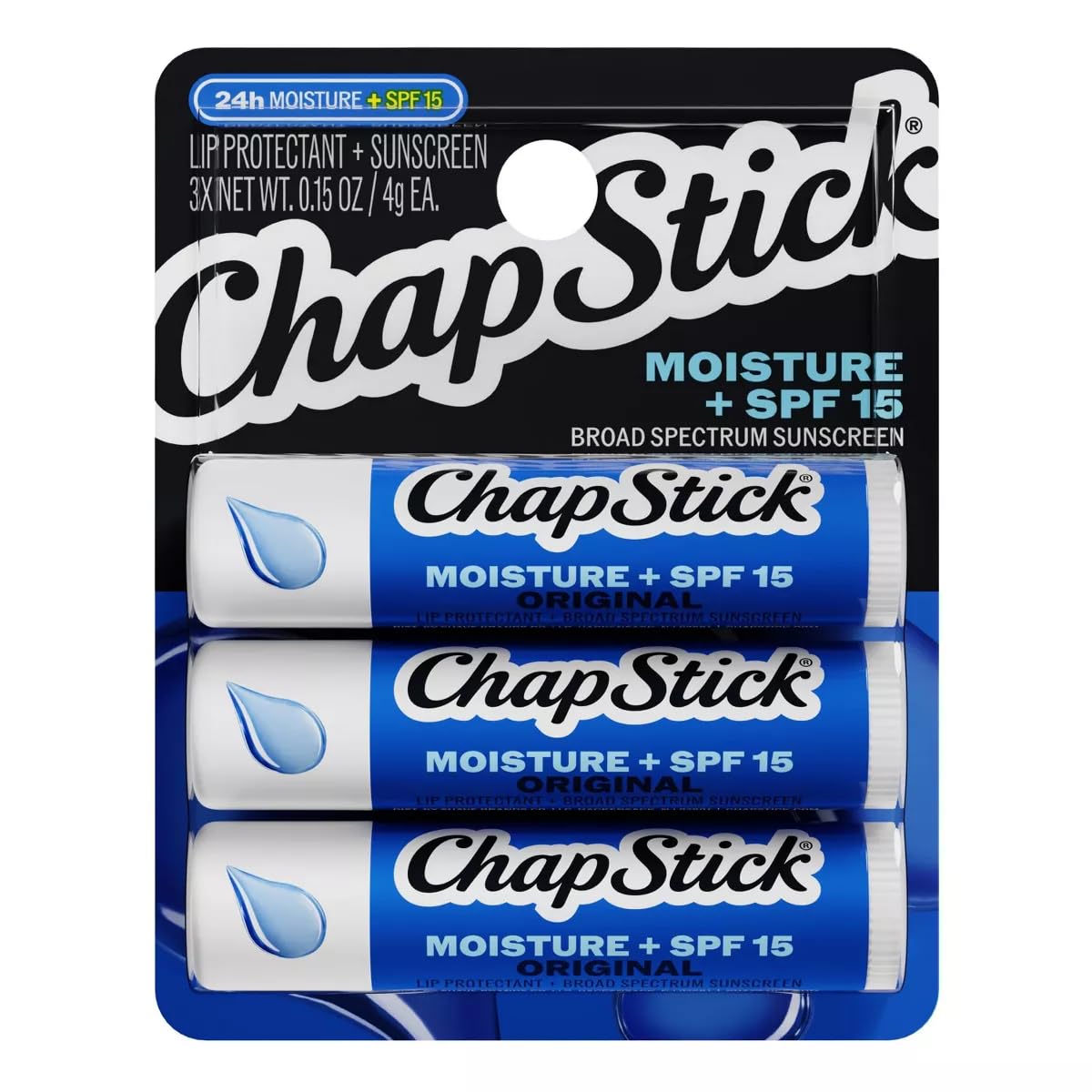ChapStick Moisturizer Original Lip Balm Tubes, SPF 15 and Skin Protectant - 0.15 Oz (Pack of 3) customer photo 2