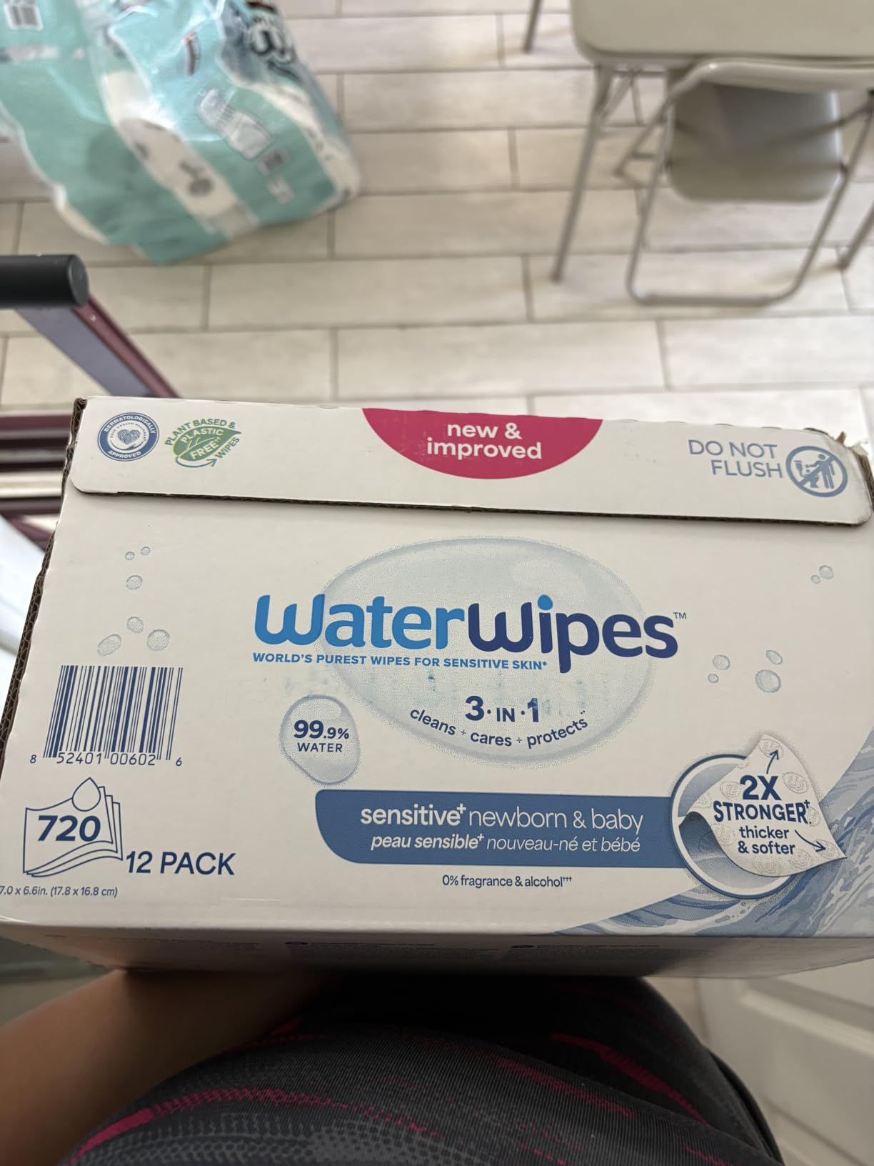 WaterWipes Sensitive+ Newborn & Baby Wipes, 3-In-1 Cleans, Cares, Protects, 99.9% Water, Unscented & Hypoallergenic, 720 Count (12 Packs) customer photo 1