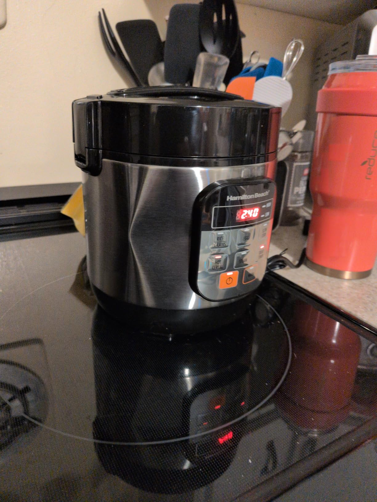 Hamilton Beach Digital Programmable Rice Cooker & Food Steamer, 8 Cups Cooked (4 Uncooked), With Steam & Rinse Basket, Stainless Steel (37518) customer photo 2