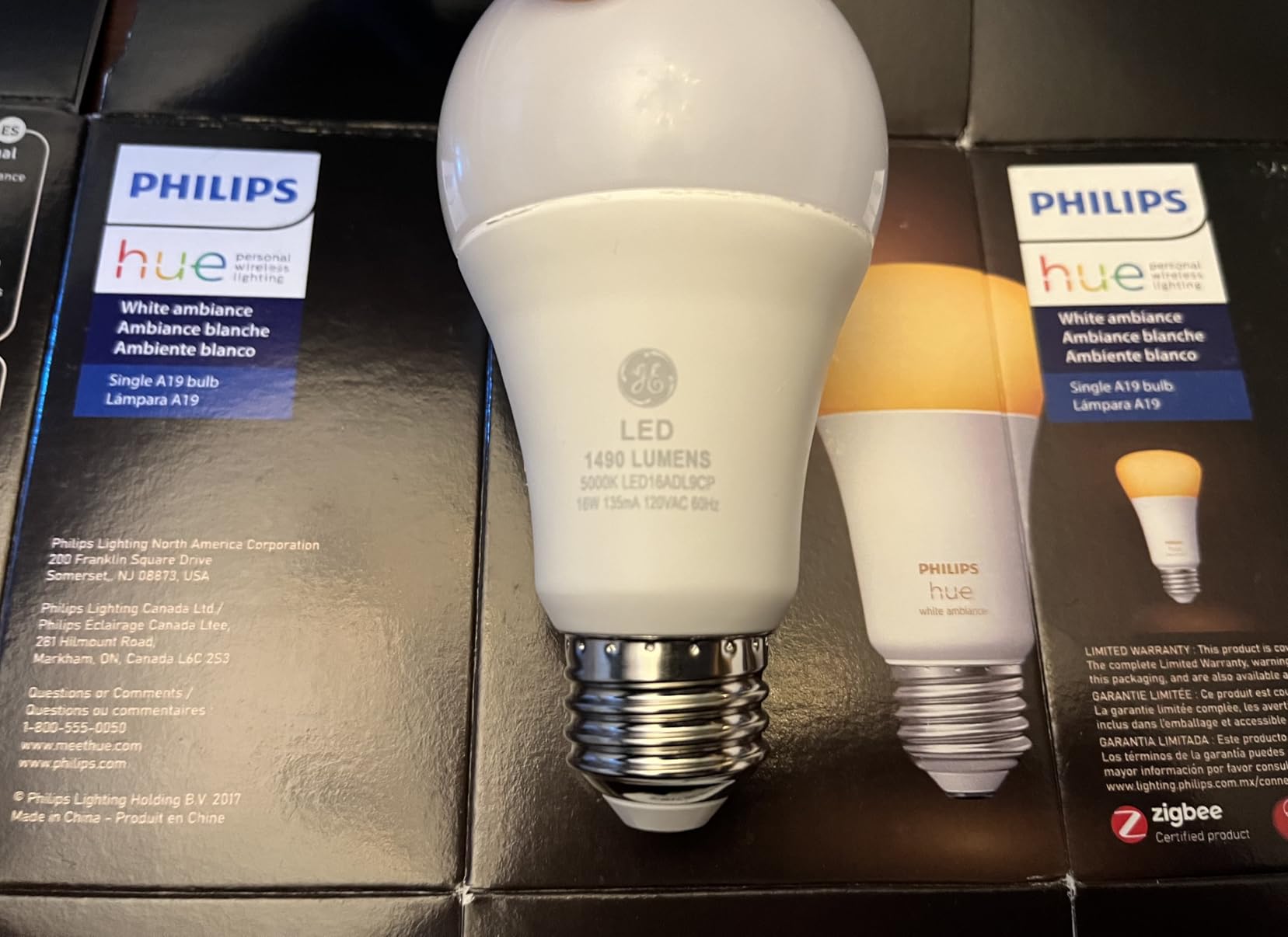 Philips - Hue White Ambiance A19 Wi-Fi Smart LED Bulb - California Residents - White (Hue Hub Required) customer photo 1