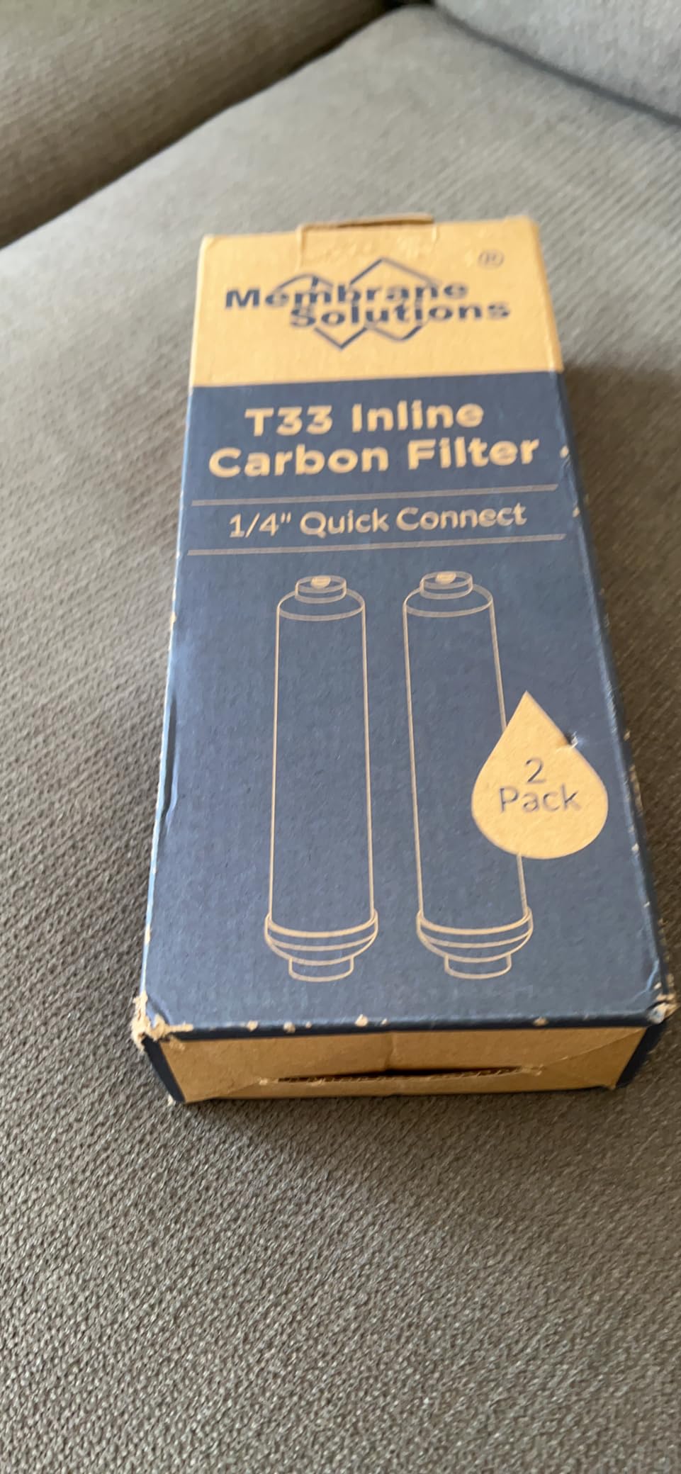 Membrane Solutions T33 Inline Post Carbon Water Filter 1/4