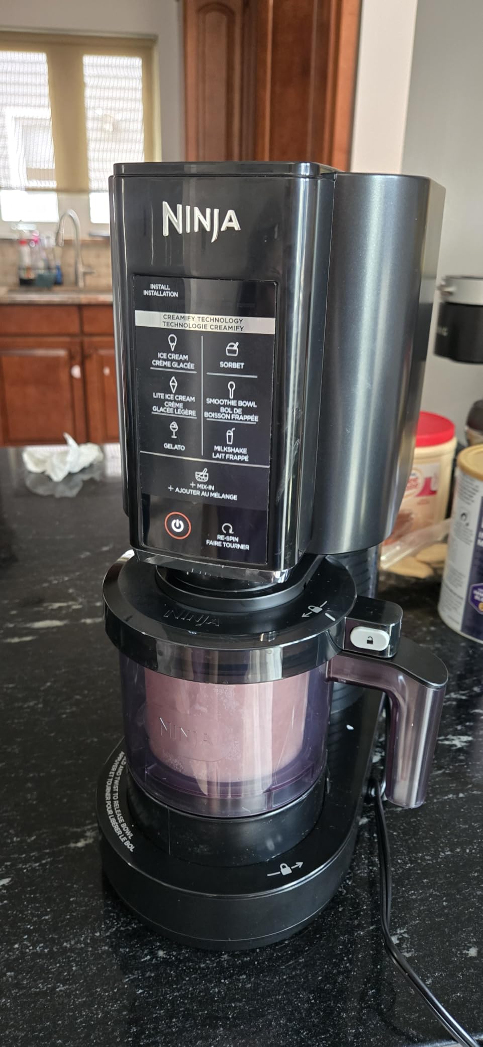 Ninja CREAMi Ice Cream, Sorbet, Milkshake Maker + 3 CREAMi Pints, Black customer photo 2
